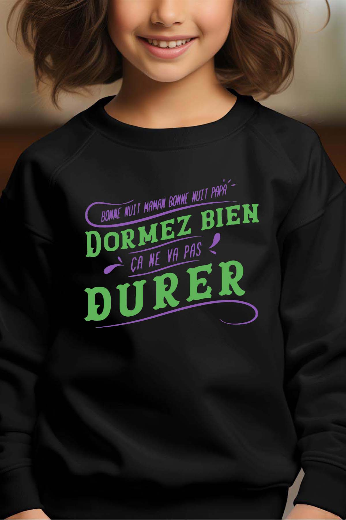 Großhändler I.A.L.D FRANCE - Schlaf nicht lange – Rundhals-Sweatshirt für Mädchen