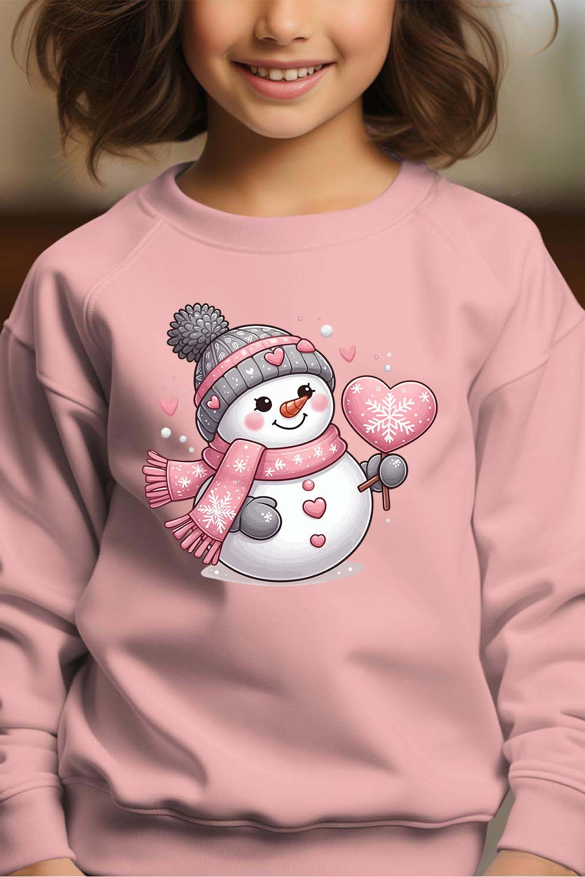 Mayorista I.A.L.D FRANCE - Muñeco de nieve rosa - Sudadera cuello redondo niña