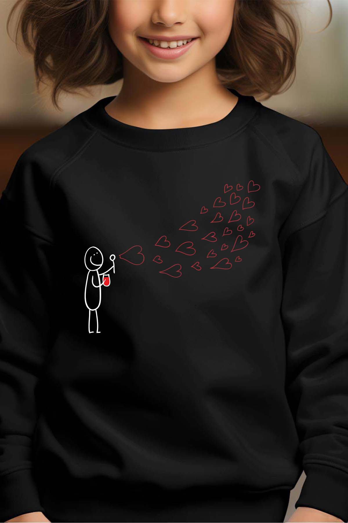 Grossiste I.A.L.D FRANCE - Bulle coeur - Sweat Col Rond Fille