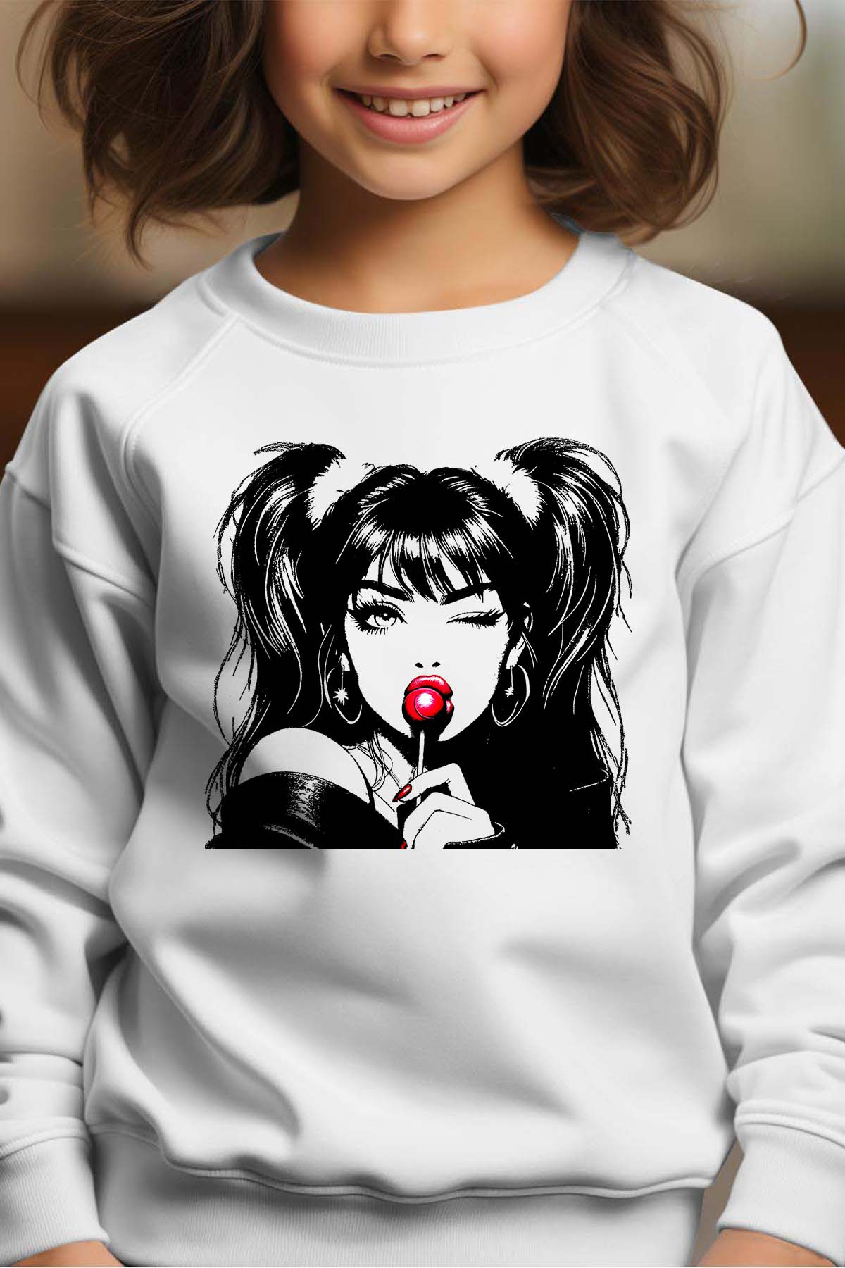 Grossiste I.A.L.D FRANCE - Lollipop Girl - Sweat Col Rond Fille
