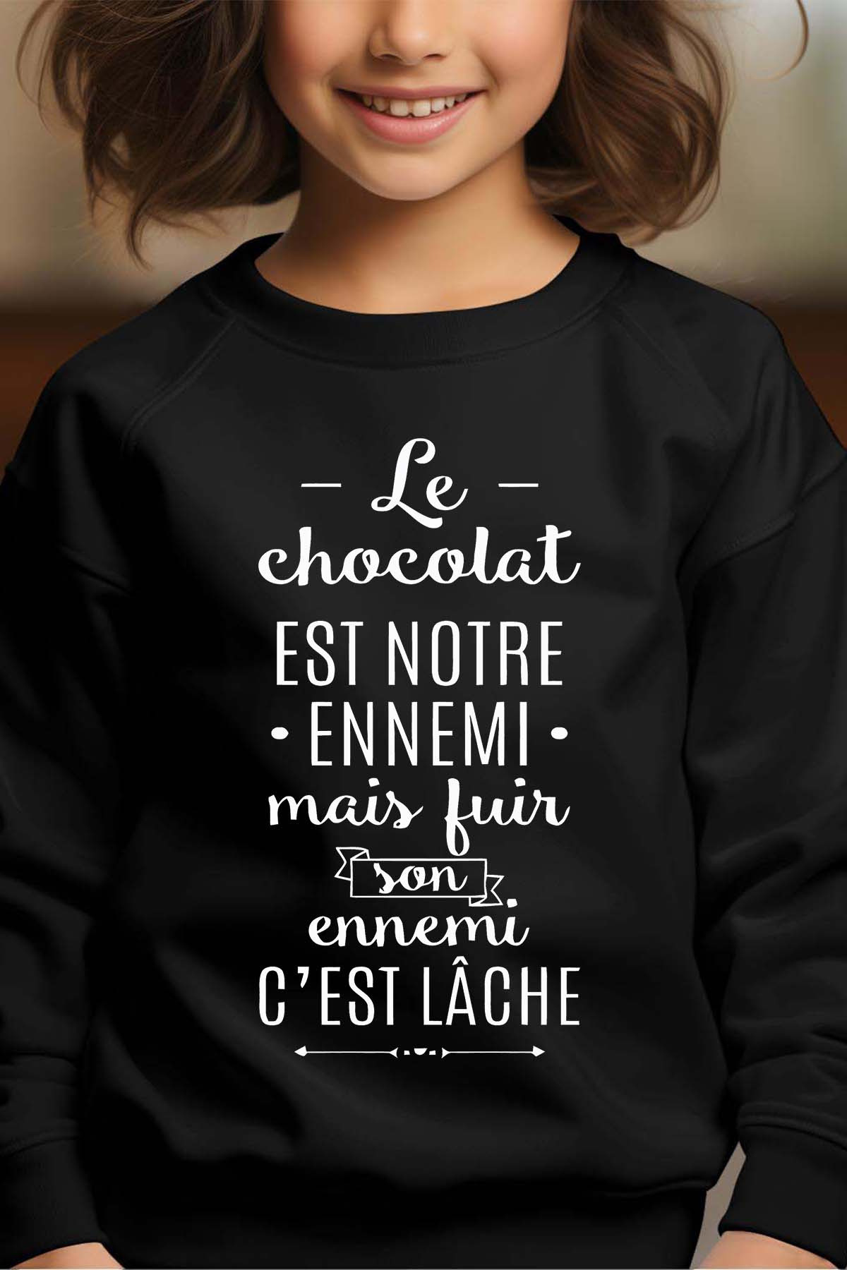 Grossiste I.A.L.D FRANCE - Chocolat ennemi - Sweat Col Rond Fille