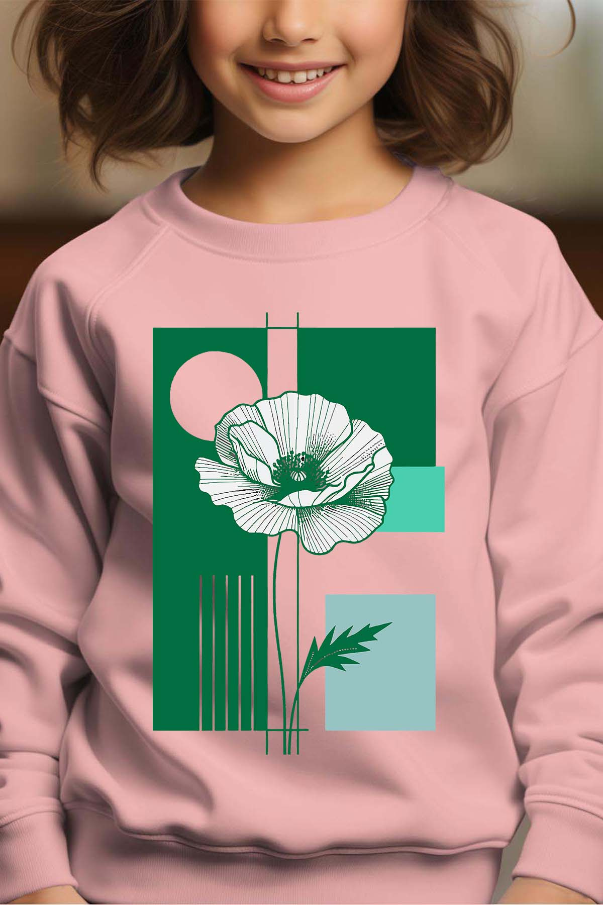 Grossiste I.A.L.D FRANCE - Flower style - Sweat Col Rond Fille