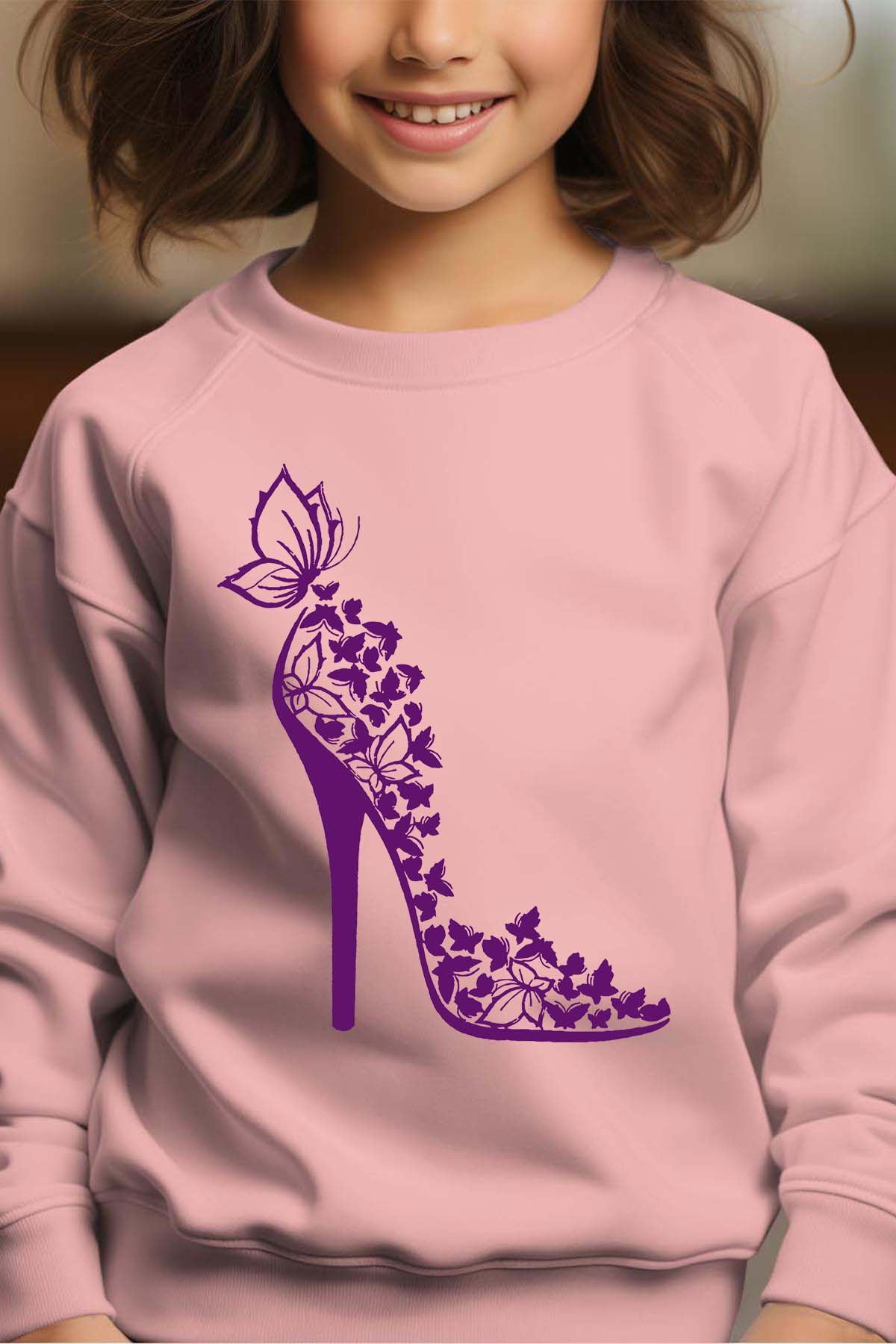 Grossiste I.A.L.D FRANCE - Purple heel - Sweat Col Rond Fille