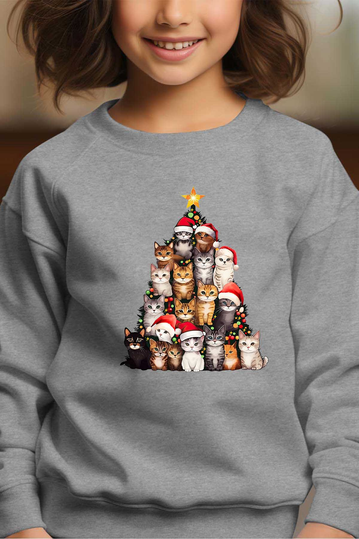 Grossista I.A.L.D FRANCE - Maglione girocollo per ragazze Catmas Tree