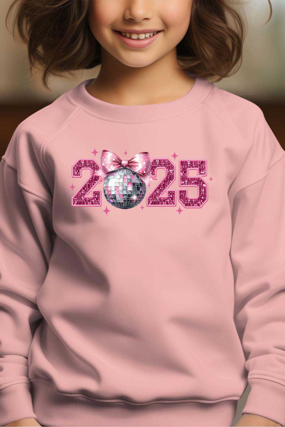 Grossiste I.A.L.D FRANCE - Bling pink25 - Sweat Col Rond Fille