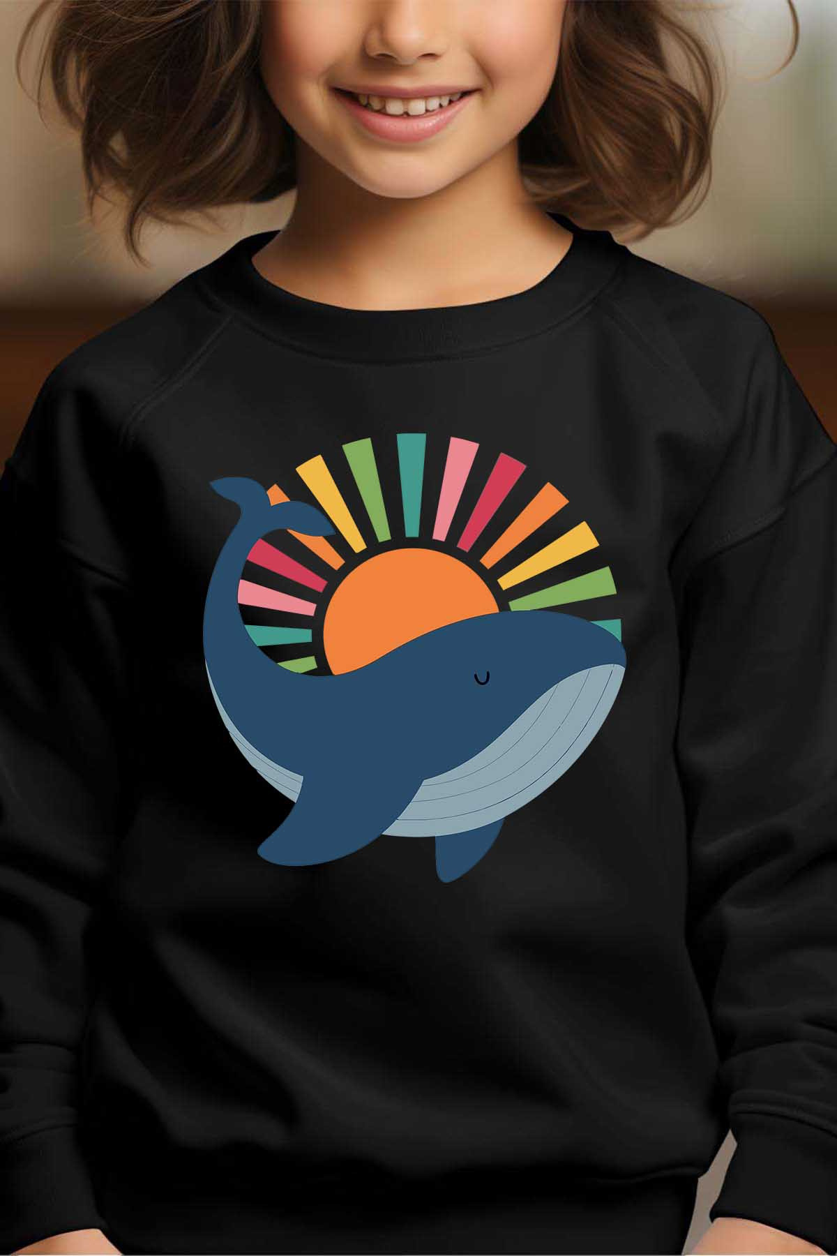 Grossiste I.A.L.D FRANCE - Baleine zen - Sweat Col Rond Fille