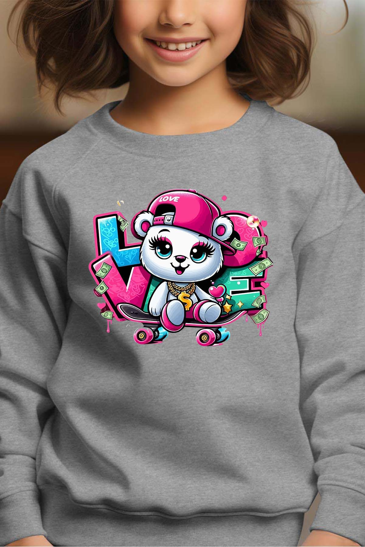 Grossiste I.A.L.D FRANCE - Nounours live skate - Sweat Col Rond Fille