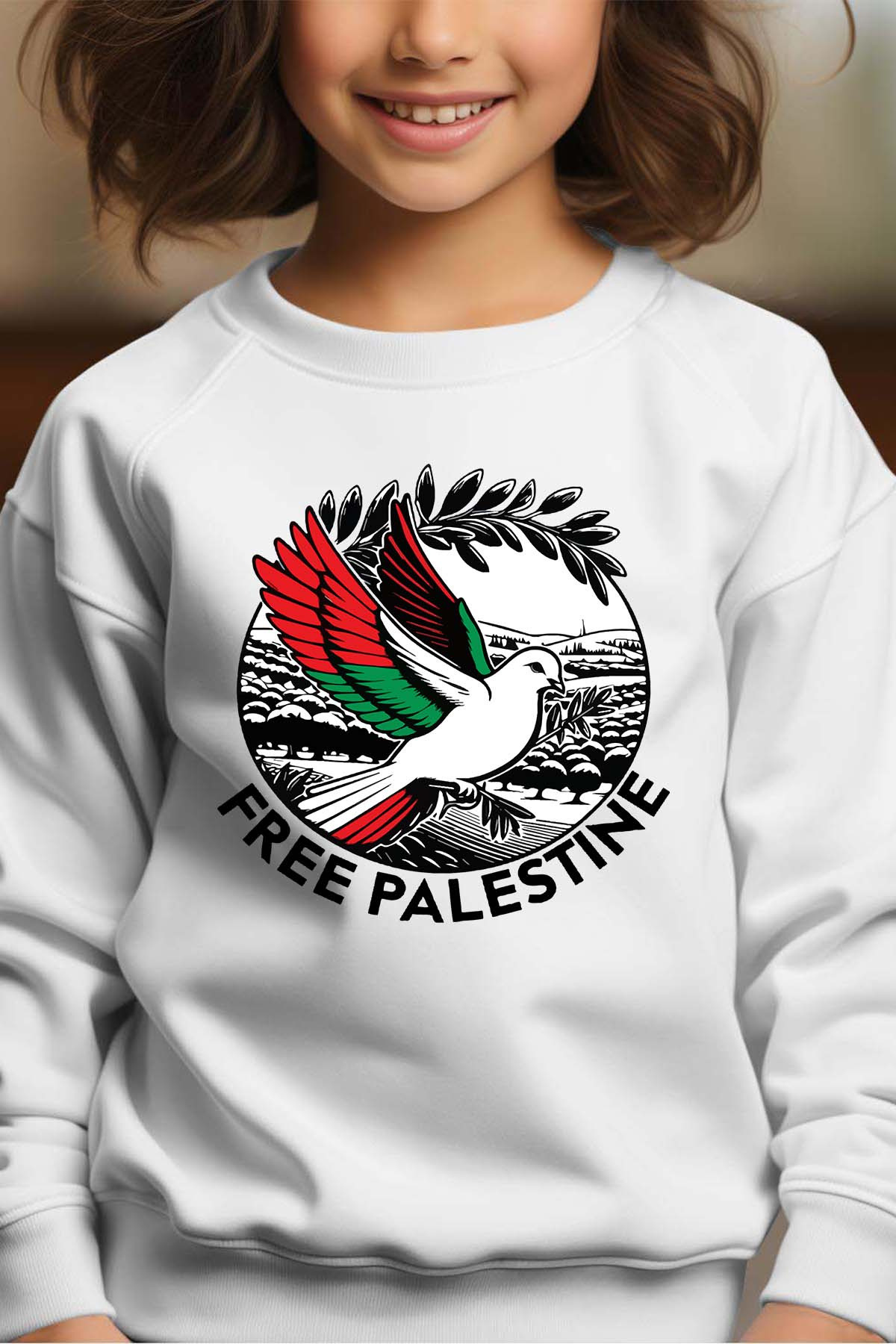 Grossiste I.A.L.D FRANCE - Bird palestine - Sweat Col Rond Fille