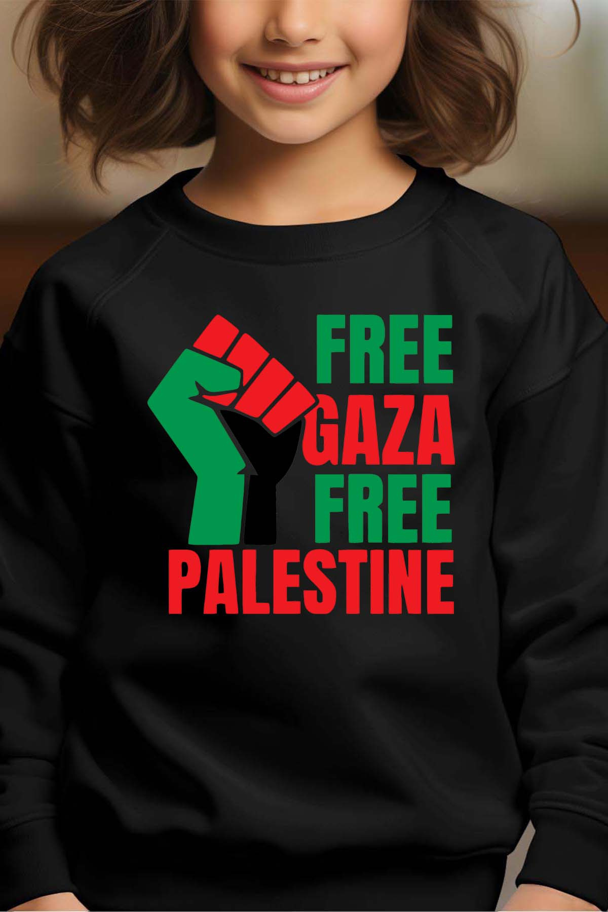 Grossiste I.A.L.D FRANCE - Free gaza - Sweat Col Rond Fille
