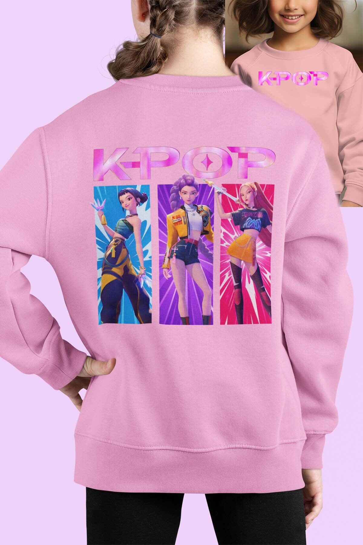Mayorista I.A.L.D FRANCE - Trío Kpop Rosa - Sudadera con cuello redondo para niña