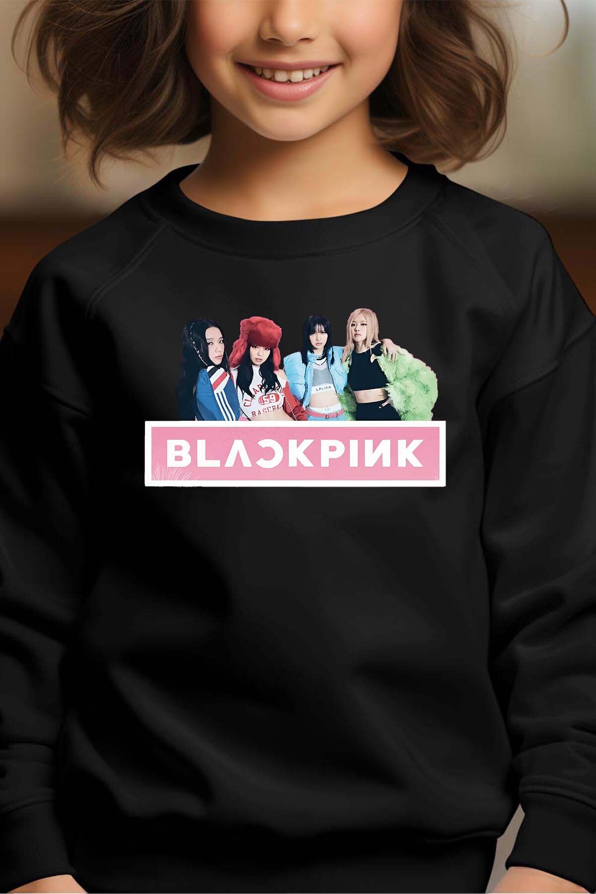 Großhändler I.A.L.D FRANCE - Schwarz pink - Rundhals-Sweatshirt Mädchen