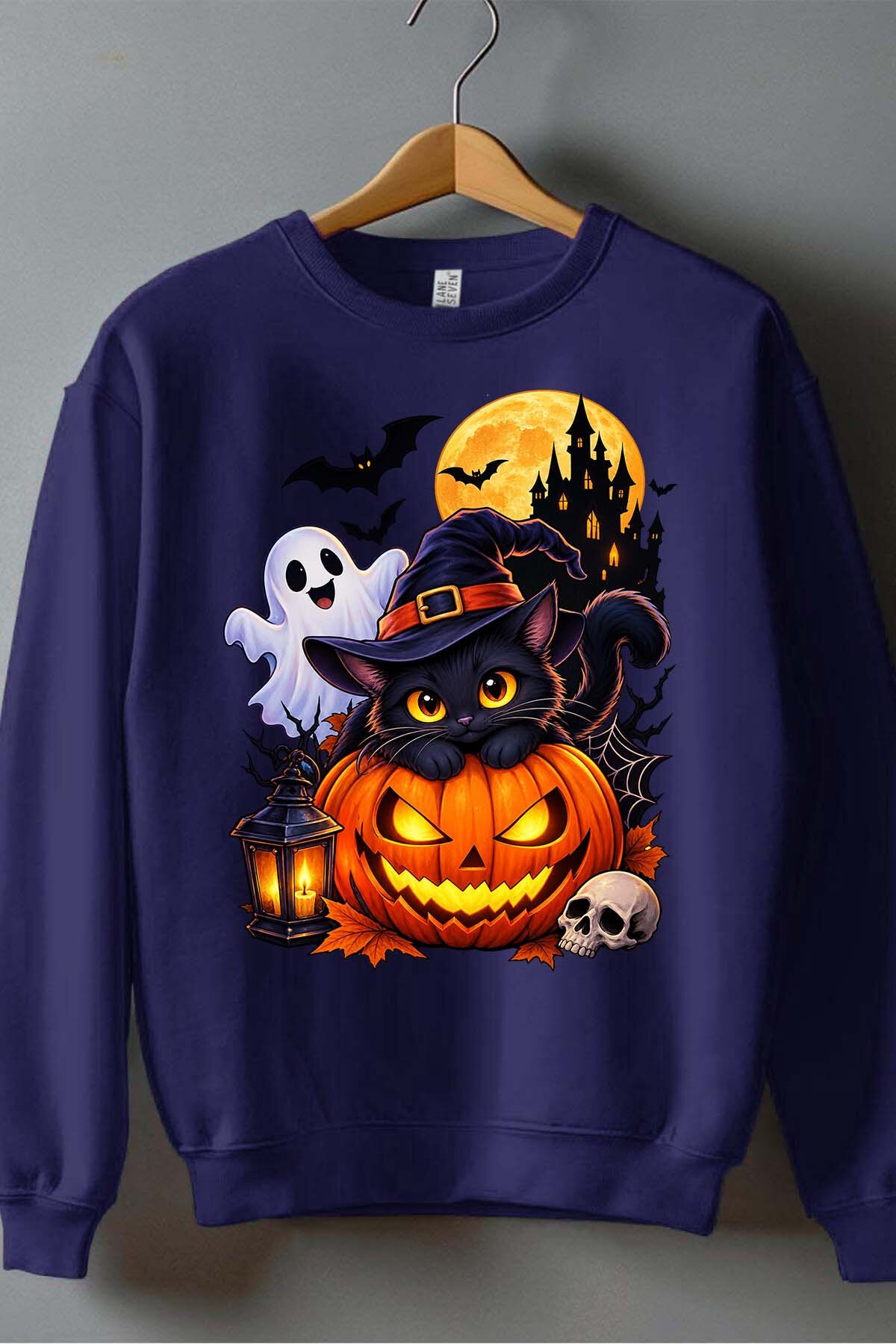 Grossiste I.A.L.D FRANCE - Spoky cat halloween - Sweat Col Rond Garçon