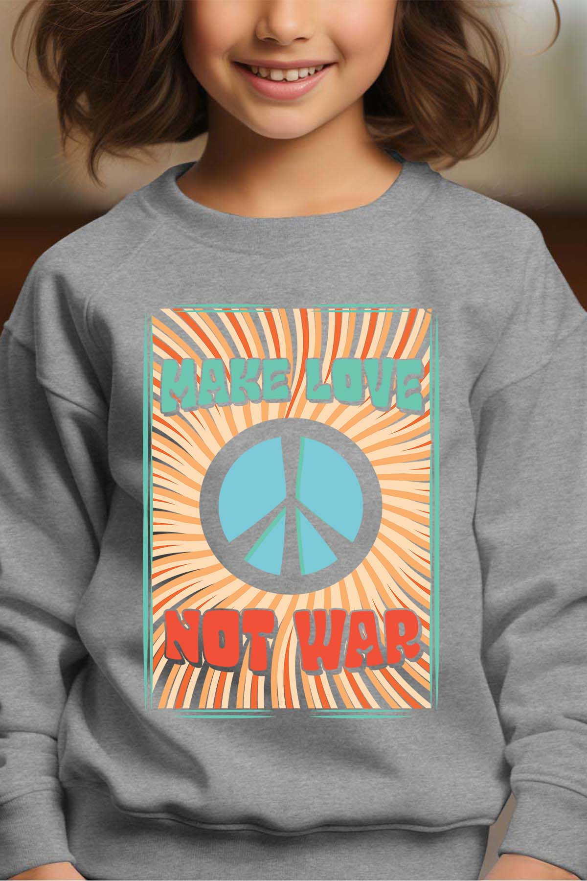 Grossiste I.A.L.D FRANCE - Not war Love  - Sweat Col Rond Fille