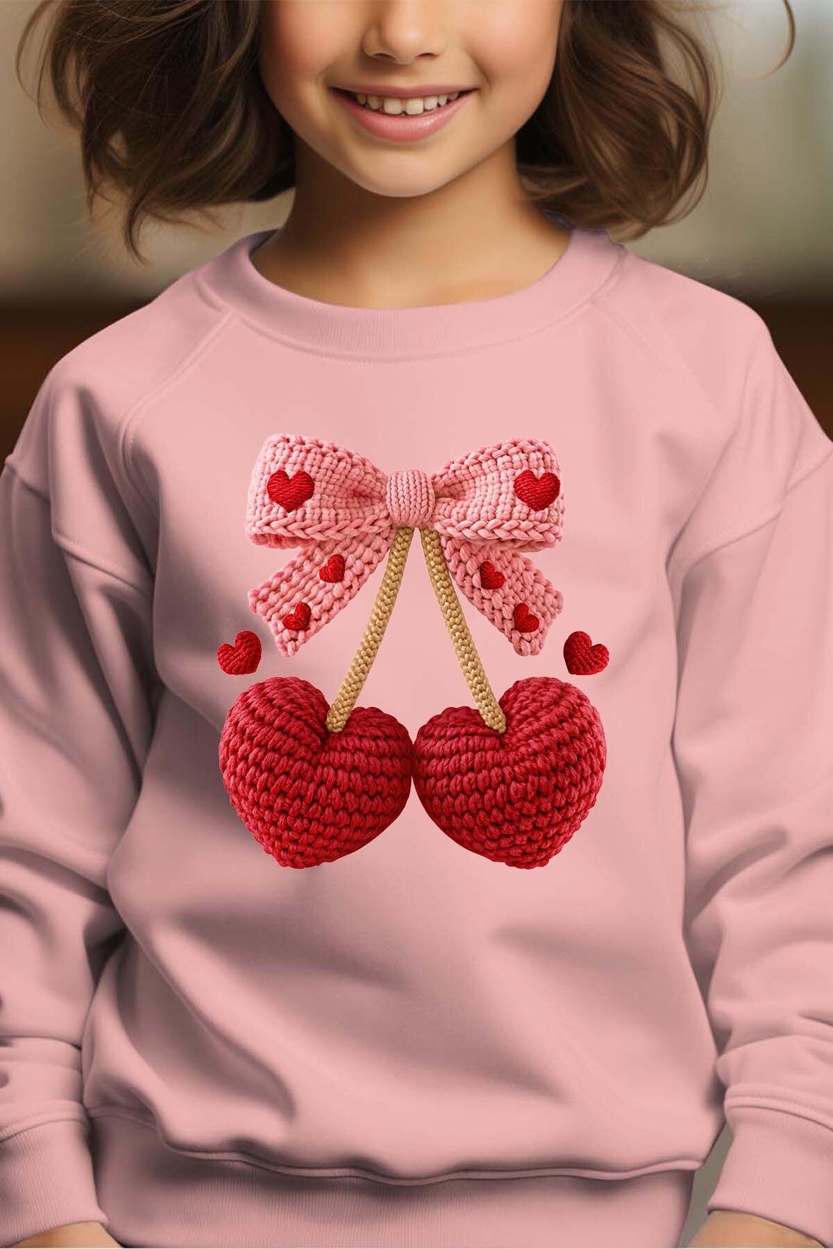 Großhändler I.A.L.D FRANCE - Faux-Häkel-Kirsche - Rundhals-Sweatshirt Mädchen
