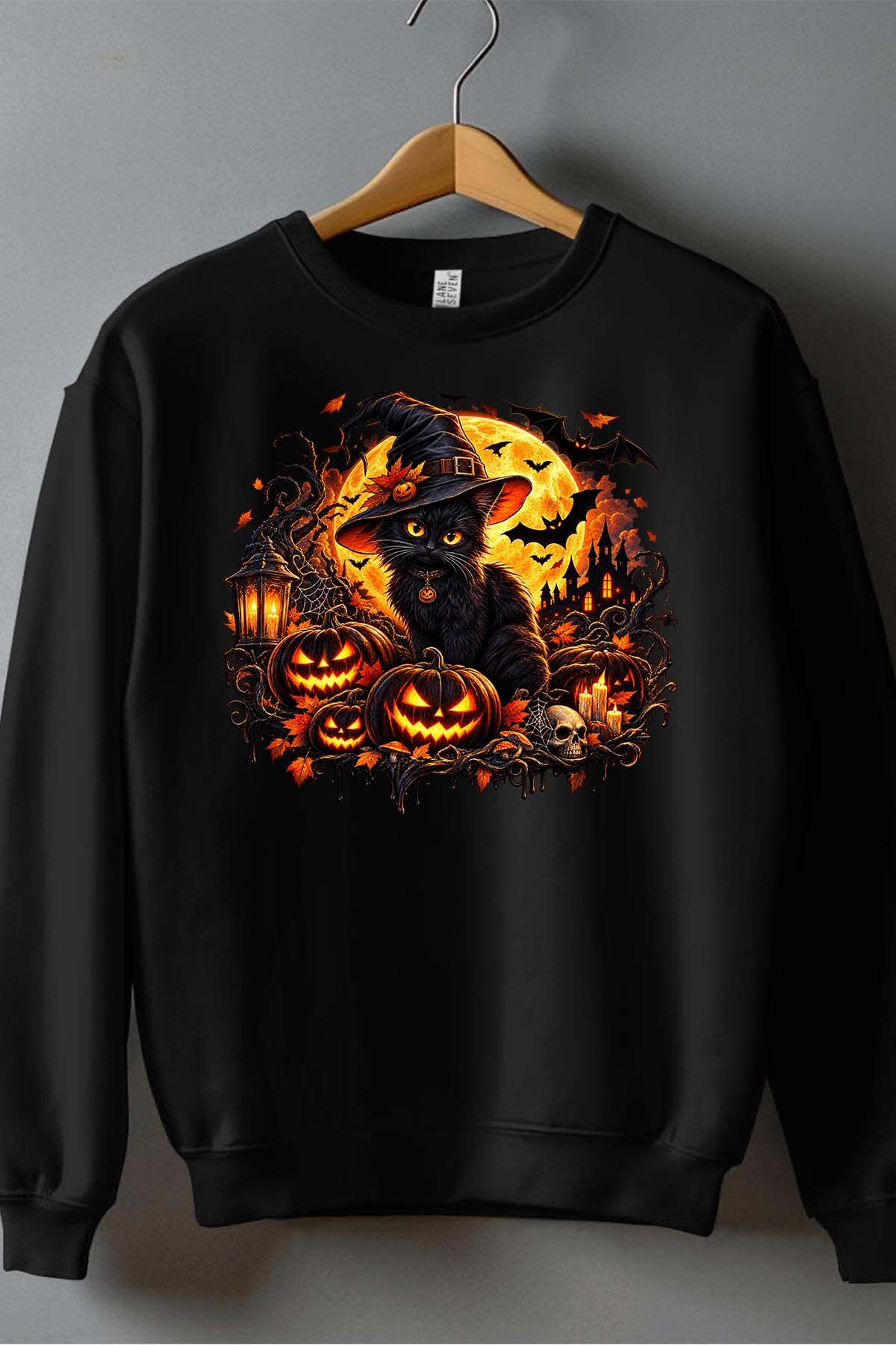 Grossiste I.A.L.D FRANCE - Witch cat halloween - Sweat Col Rond Garçon