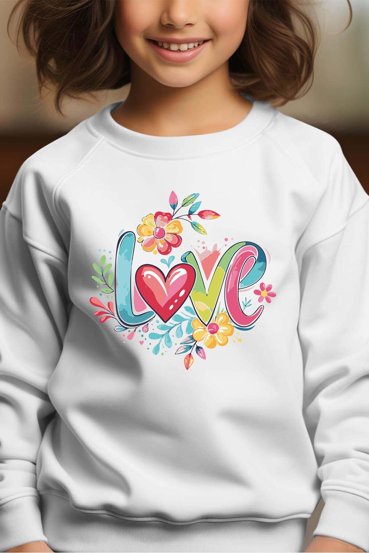 Großhändler I.A.L.D FRANCE - Love Styl Blumen - Rundhals-Sweatshirt Mädchen
