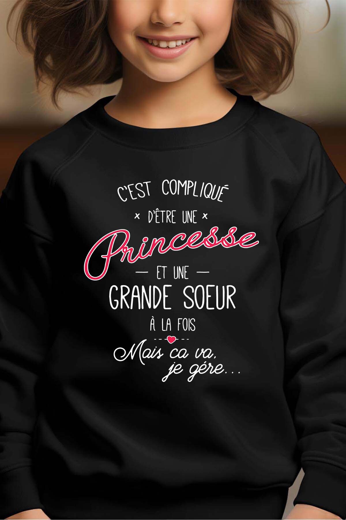 Grossiste I.A.L.D FRANCE - Compliqué princesse & Grande soeur - Sweat Col Rond Fille