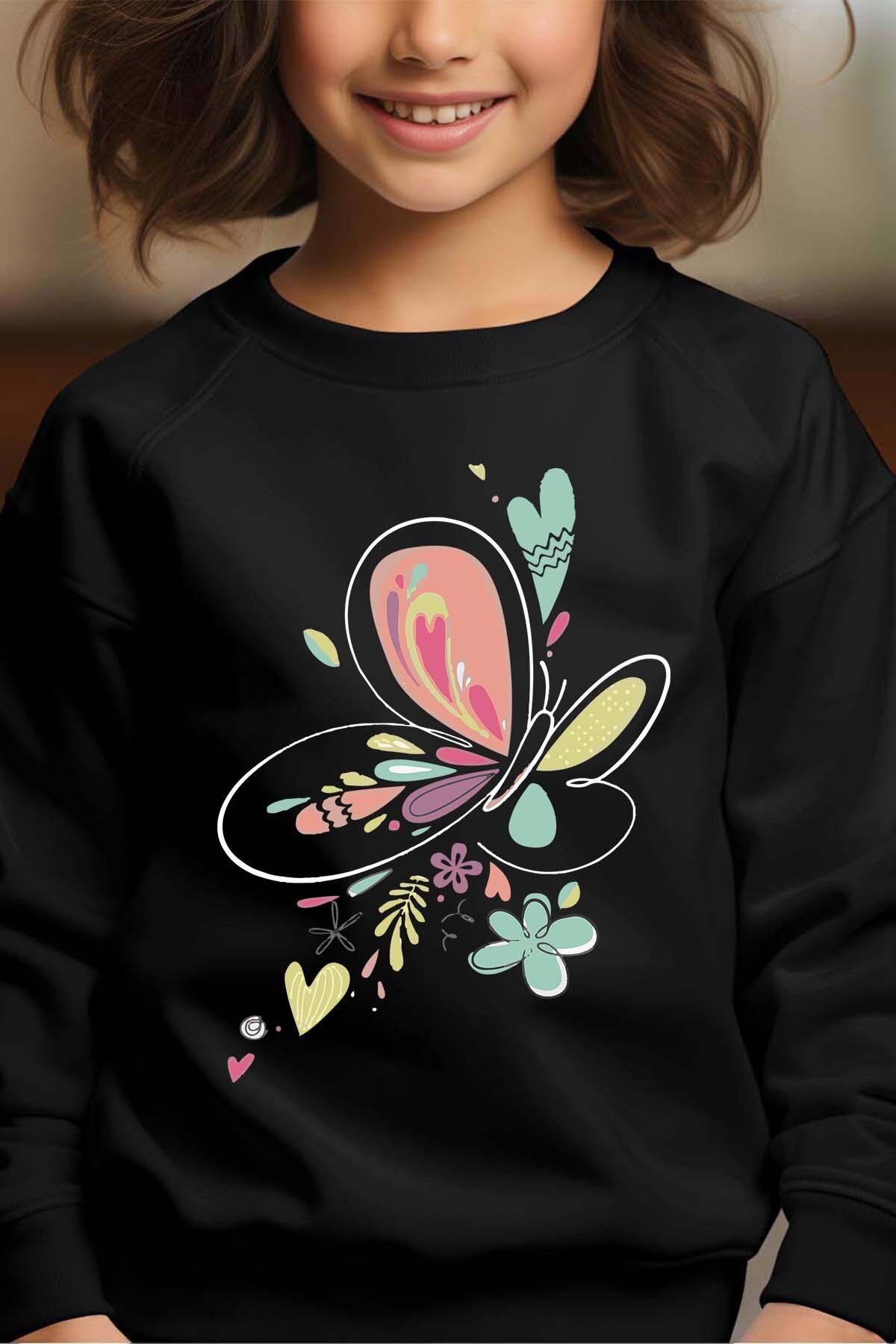 Großhändler I.A.L.D FRANCE - Bunter Schmetterling - Rundhals-Sweatshirt Mädchen