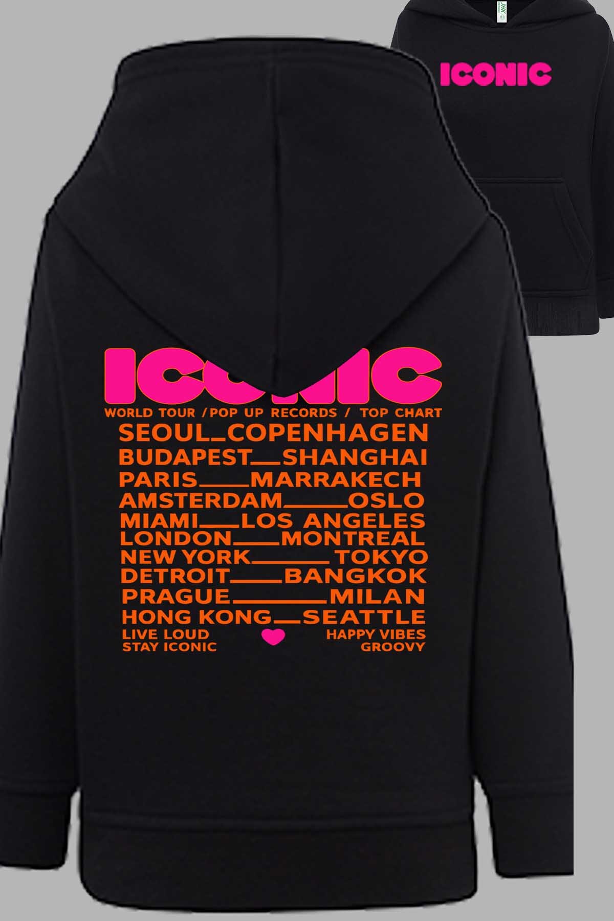 Grossiste I.A.L.D FRANCE - Iconic Fluo Orange - Sweat Capuche Fille