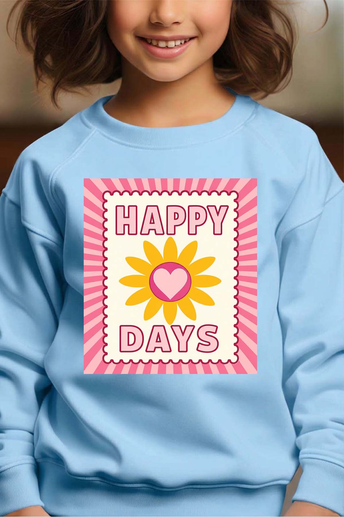 Grossiste I.A.L.D FRANCE - Happy days flower - Sweat Col Rond Fille