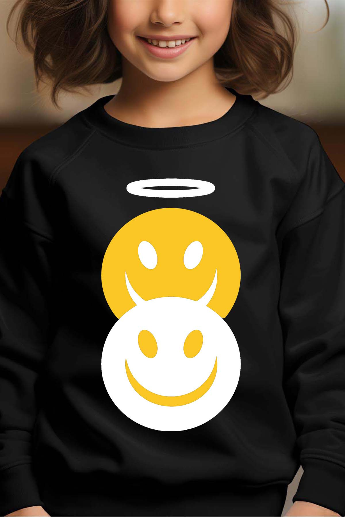 Grossiste I.A.L.D FRANCE - Smil angeDemon - Sweat Col Rond Fille