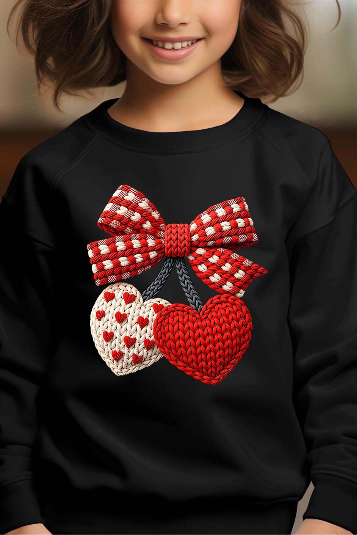 Großhändler I.A.L.D FRANCE - Gehäkeltes Valentinsherz - Rundhals-Sweatshirt Mädchen
