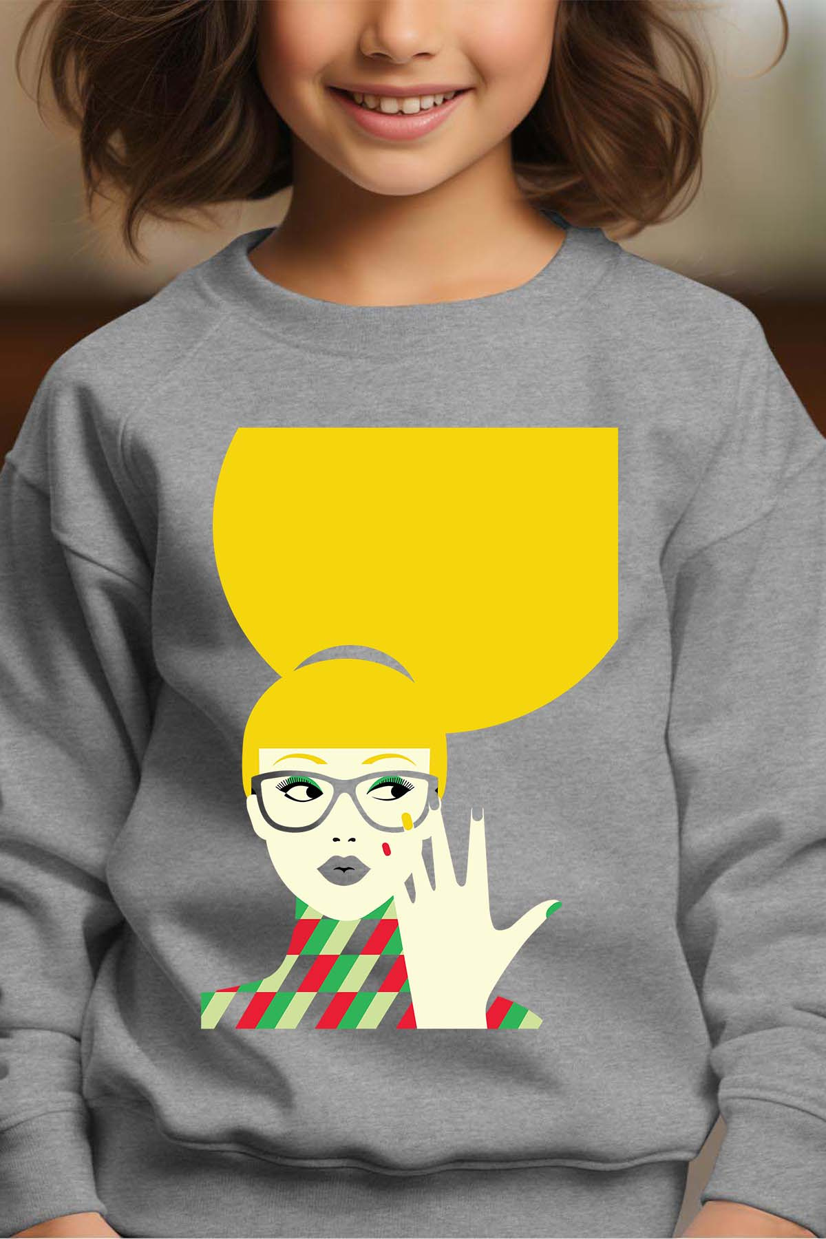 Grossiste I.A.L.D FRANCE - Yellow hair Pat - Sweat Col Rond Fille