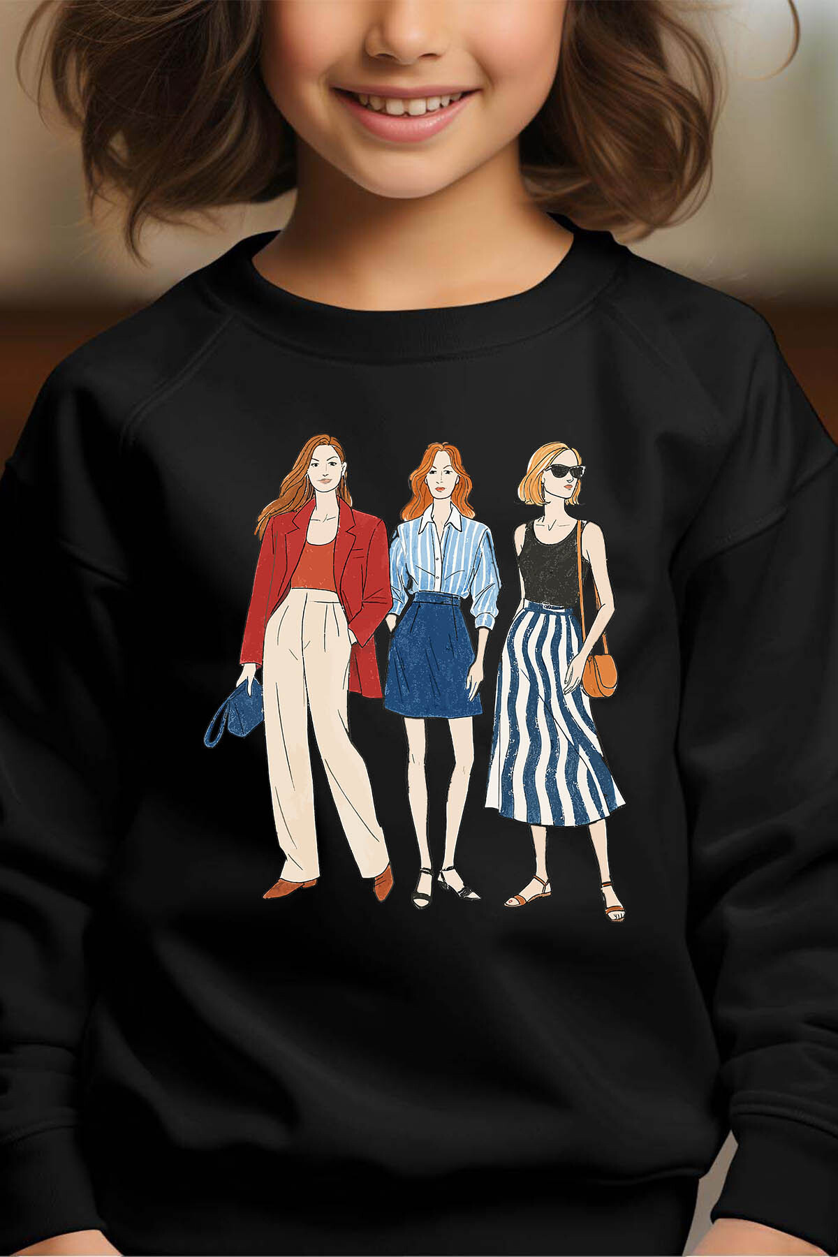 Großhändler I.A.L.D FRANCE - Drei Stift - Runde Mädchen Girl Sweatshirt