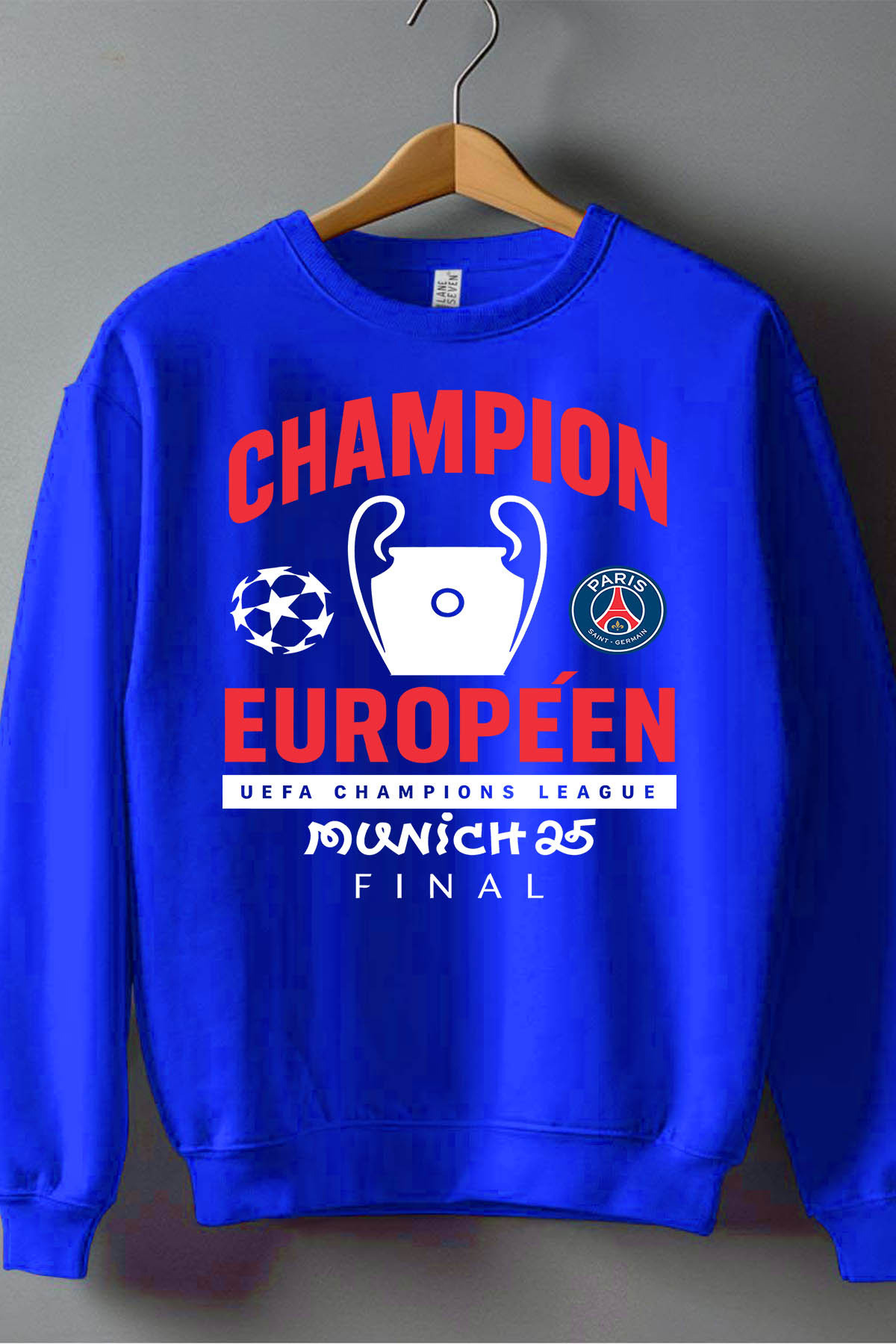 Grossiste I.A.L.D FRANCE - Champion Europeen Psg - Sweat Col Rond Garçon