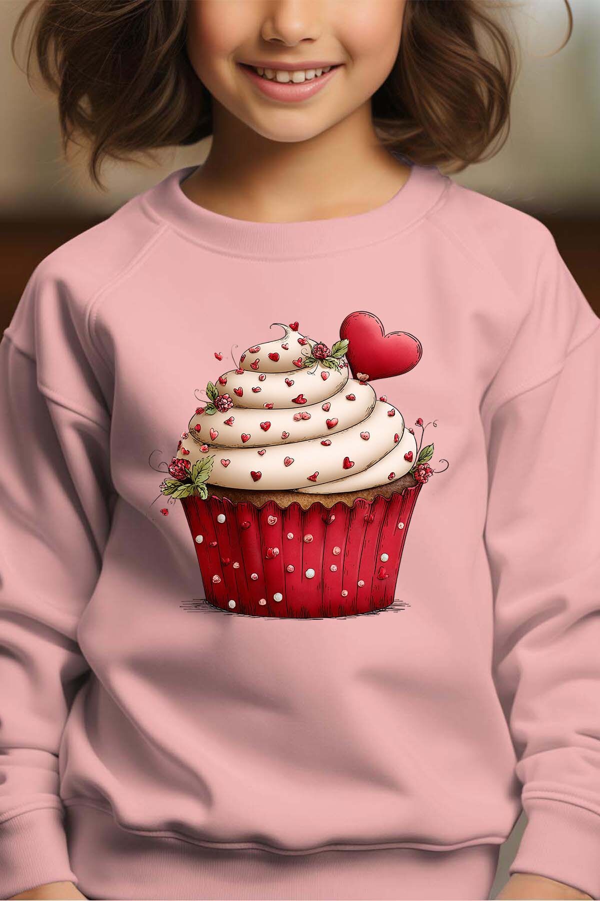 Mayorista I.A.L.D FRANCE - Cupcake corazón - Sudadera con cuello redondo Niña