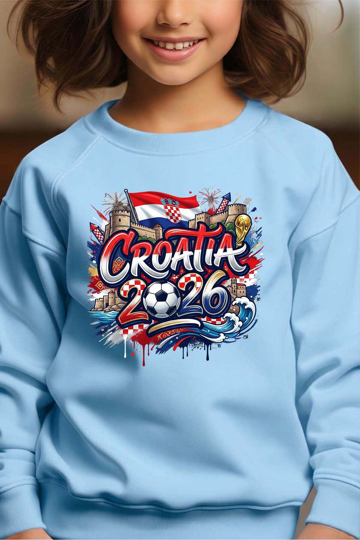 Grossiste I.A.L.D FRANCE - Cdm26 Croatia - Sweat Col Rond Fille