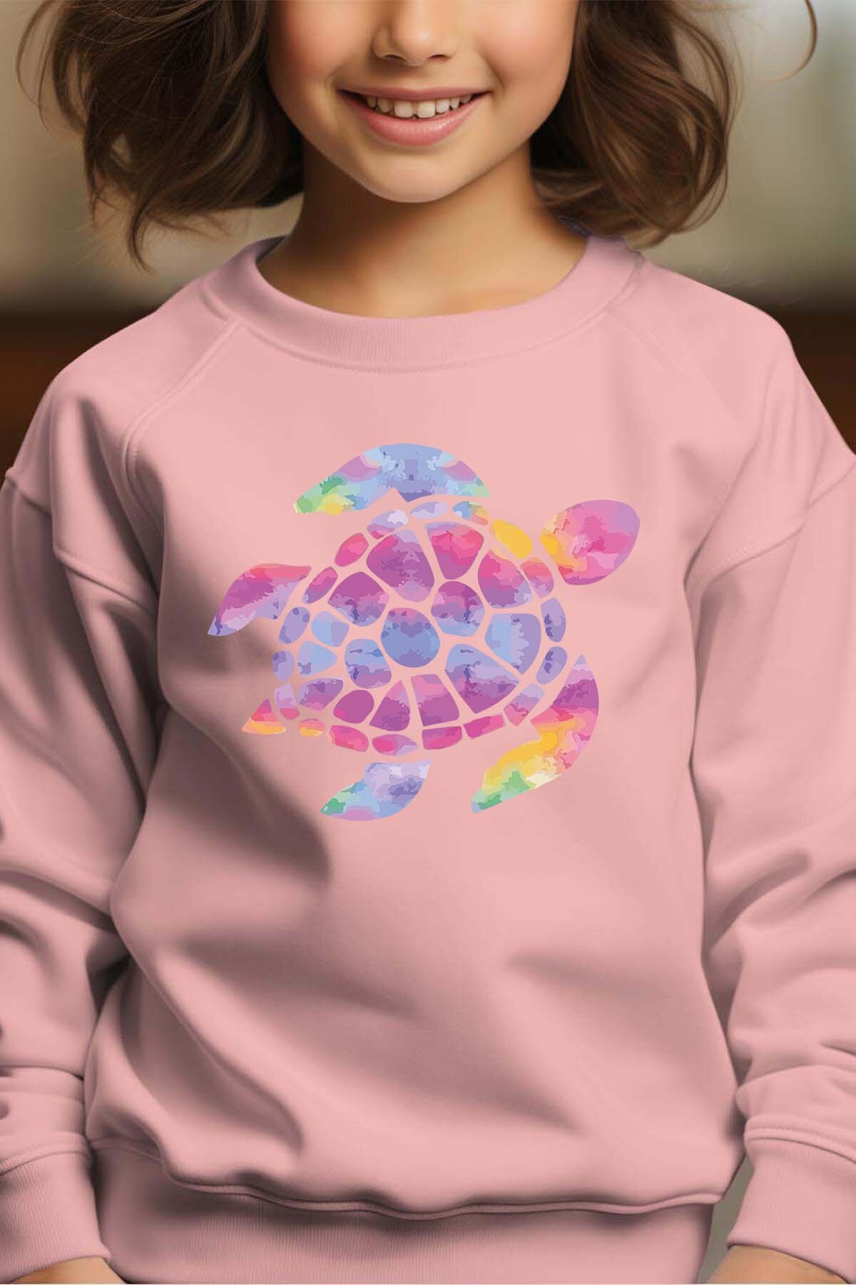 Großhändler I.A.L.D FRANCE - Aquarell-Schildkröte - Mädchen Crewneck Sweatshirt