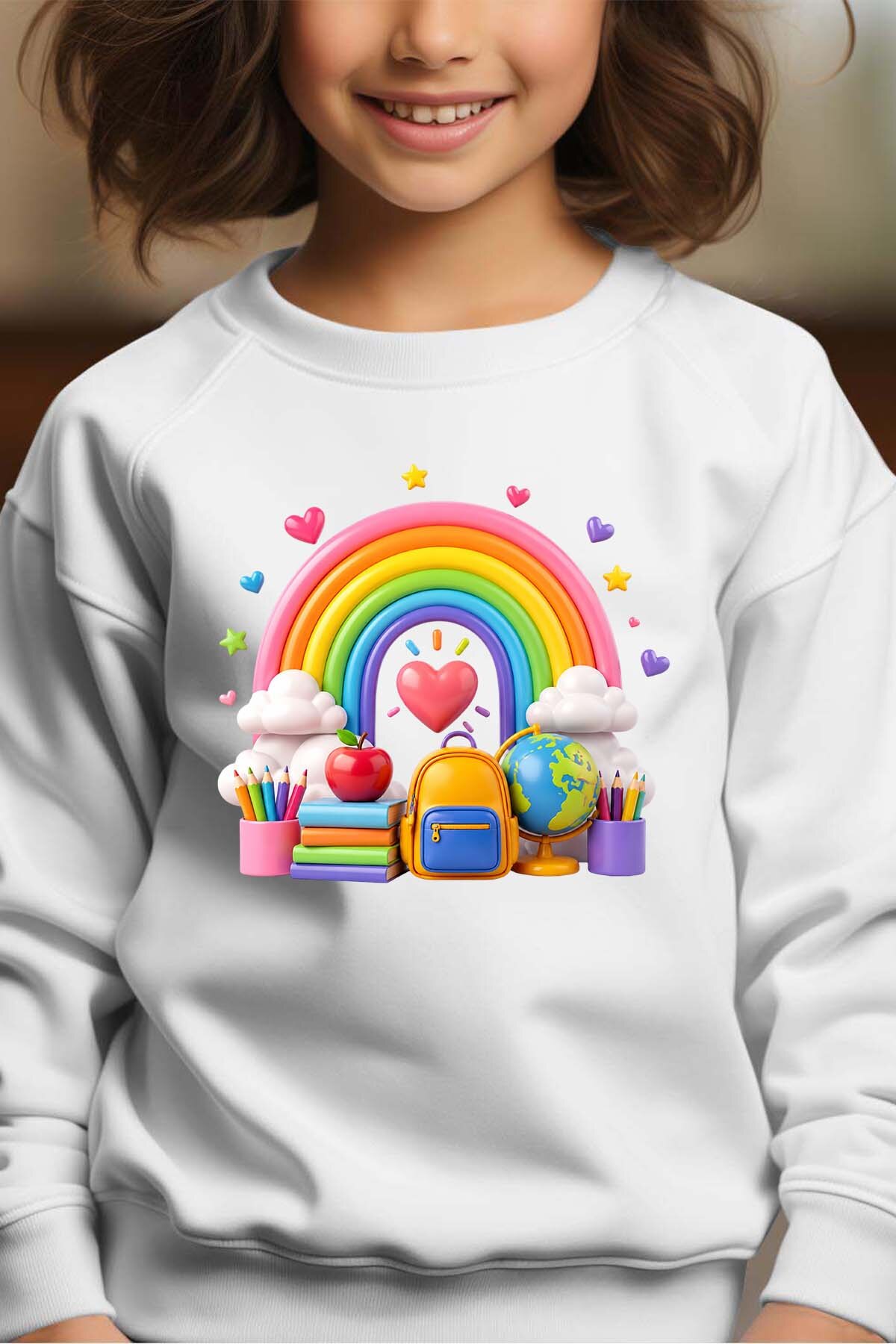 Grossiste I.A.L.D FRANCE - Rainbow  school - Sweat Col Rond Fille