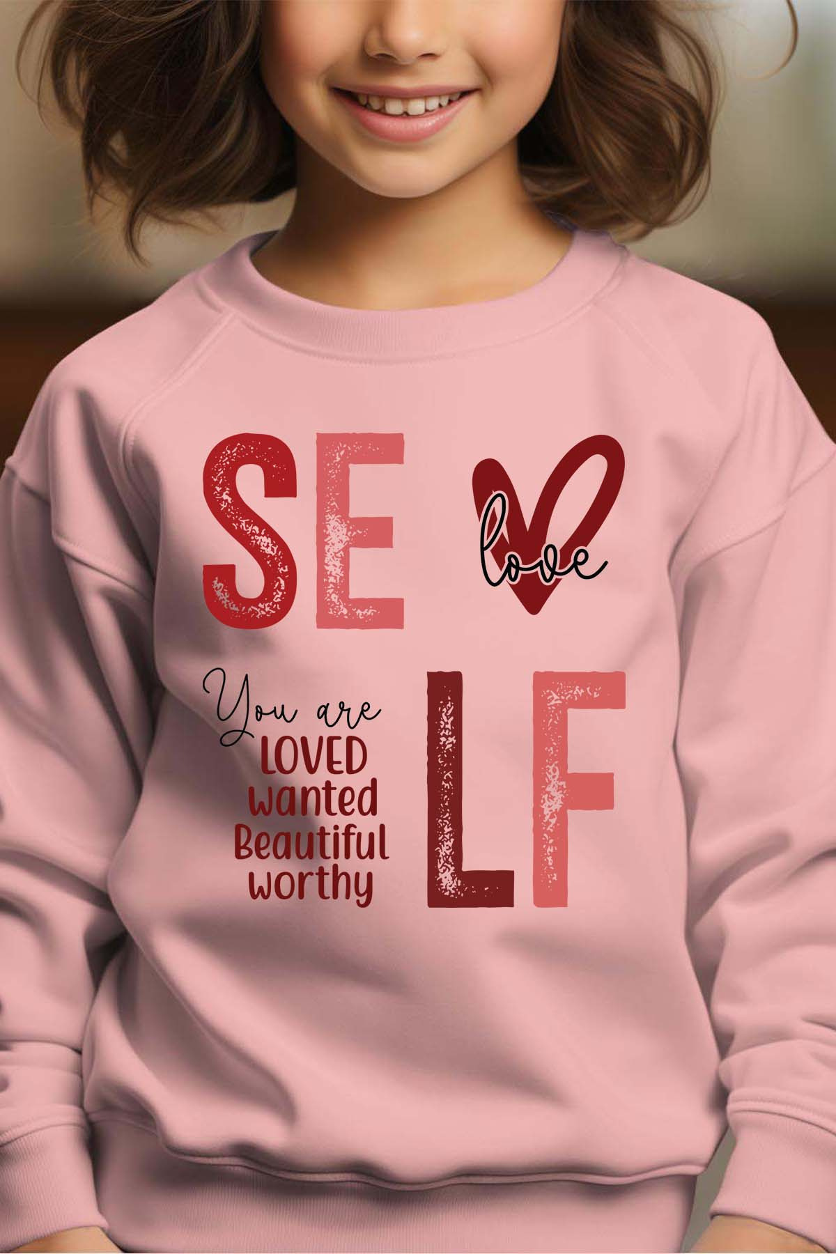 Grossiste I.A.L.D FRANCE - SELF Valentine LOVE - Sweat Col Rond Fille