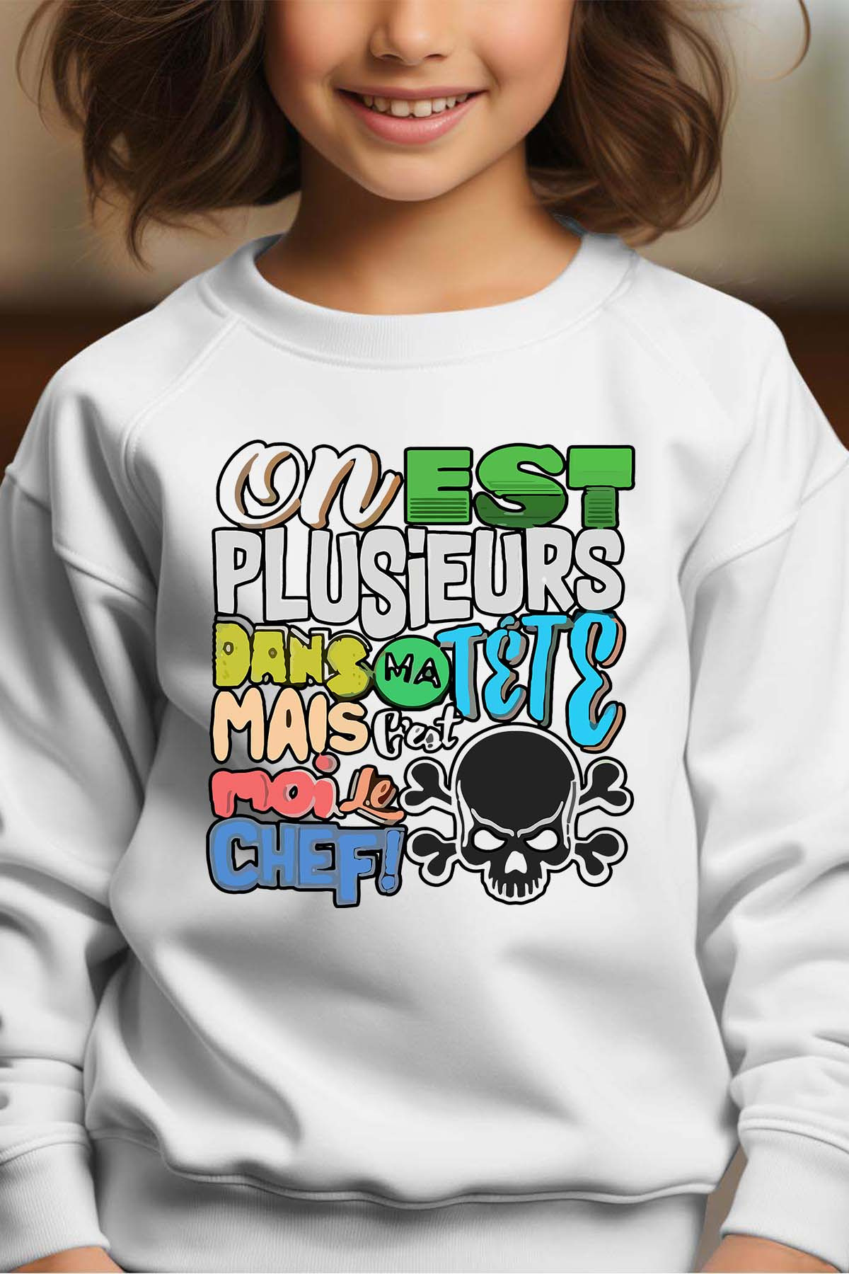 Grossiste I.A.L.D FRANCE - Ma tete colors - Sweat Col Rond Fille