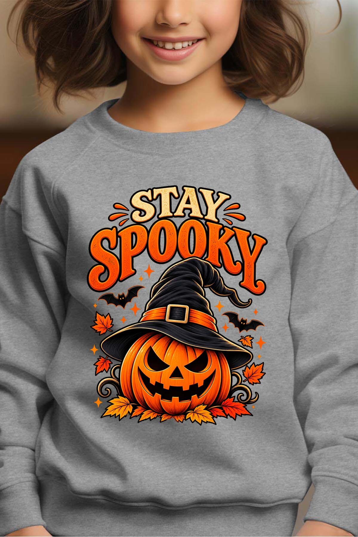Grossiste I.A.L.D FRANCE - Stay spooky halloween - Sweat Col Rond Fille