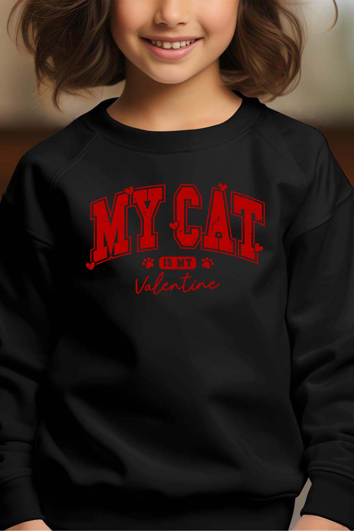 Grossiste I.A.L.D FRANCE - My Cat Valentine - Sweat Col Rond Fille