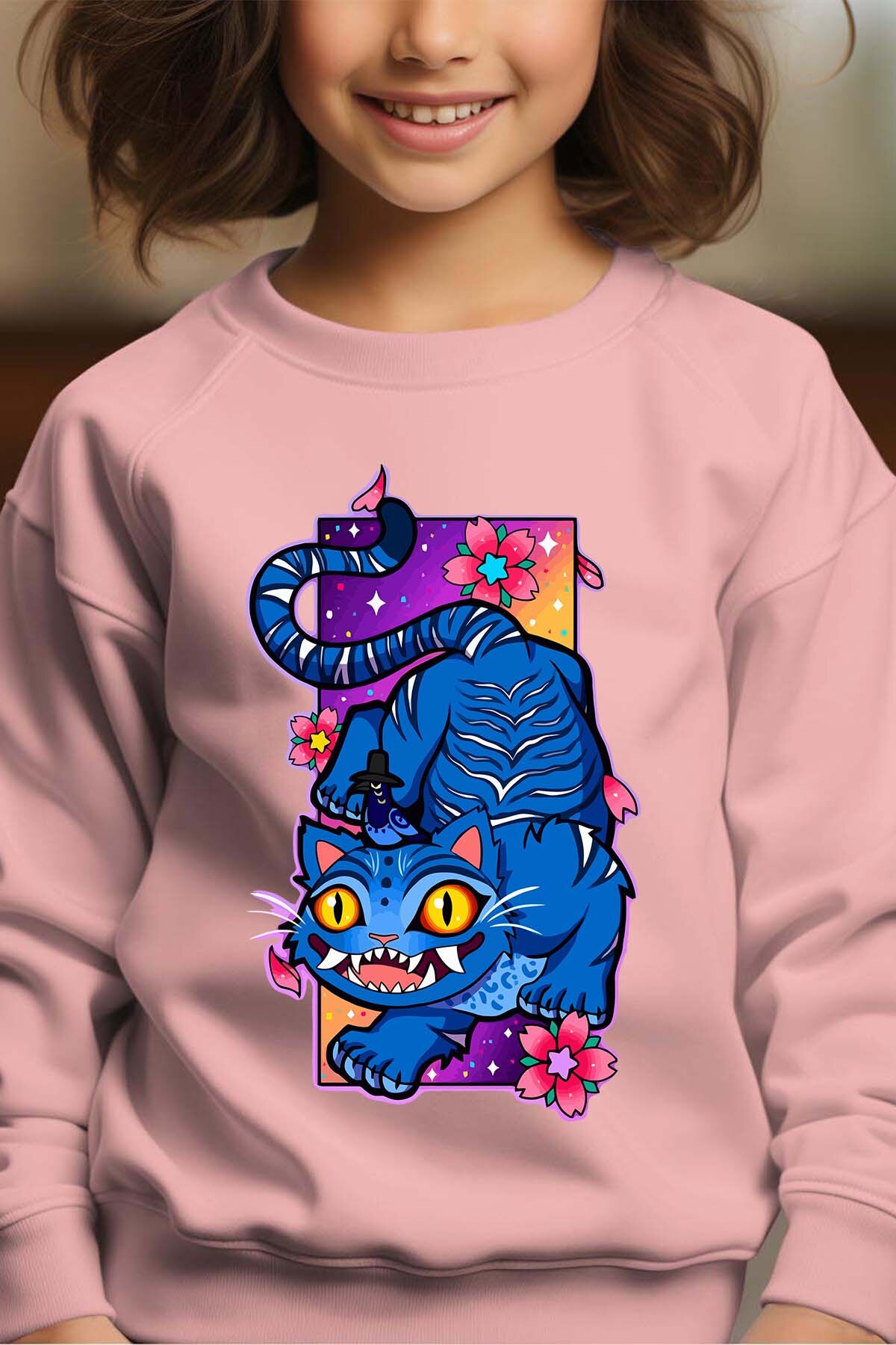 Grossiste I.A.L.D FRANCE - Cat Kpop flower - Sweat Col Rond Fille