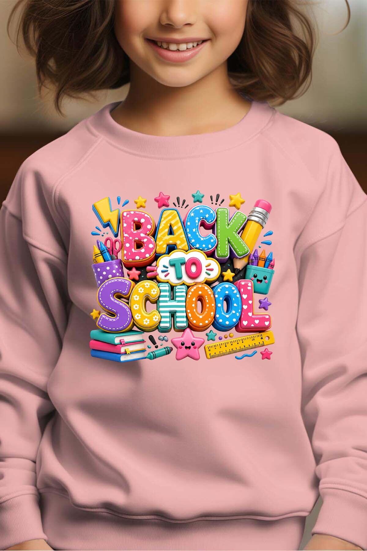 Grossiste I.A.L.D FRANCE - BACK to school art - Sweat Col Rond Fille