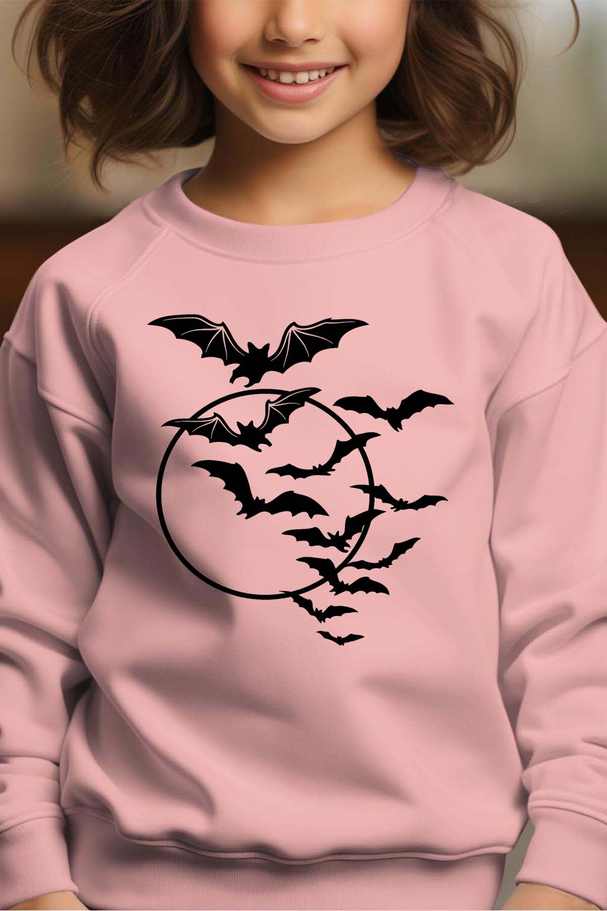 Grossiste I.A.L.D FRANCE - Bat moon halloween - Sweat Col Rond Fille