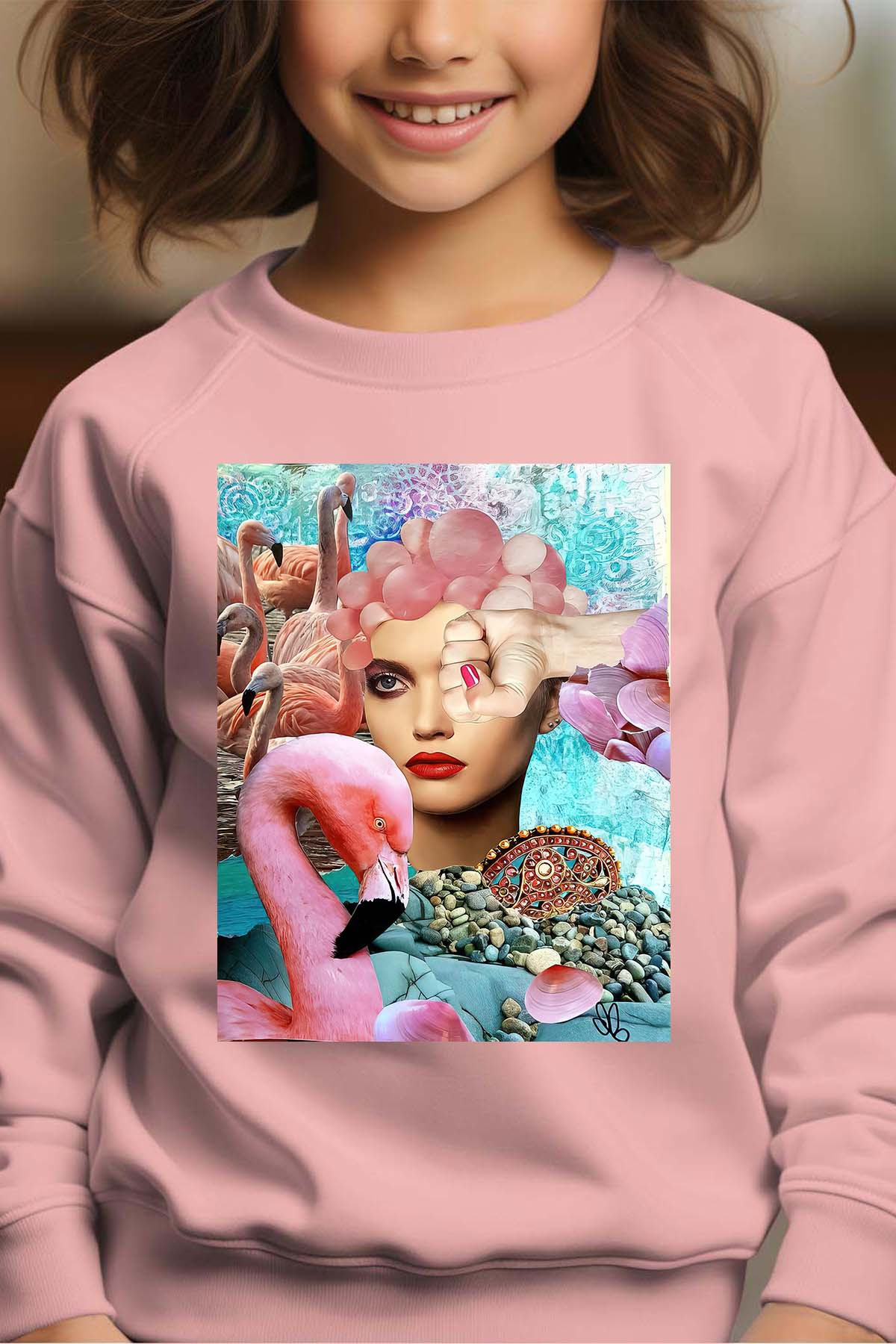 Grossiste I.A.L.D FRANCE - Flamingo - Sweat Col Rond Fille