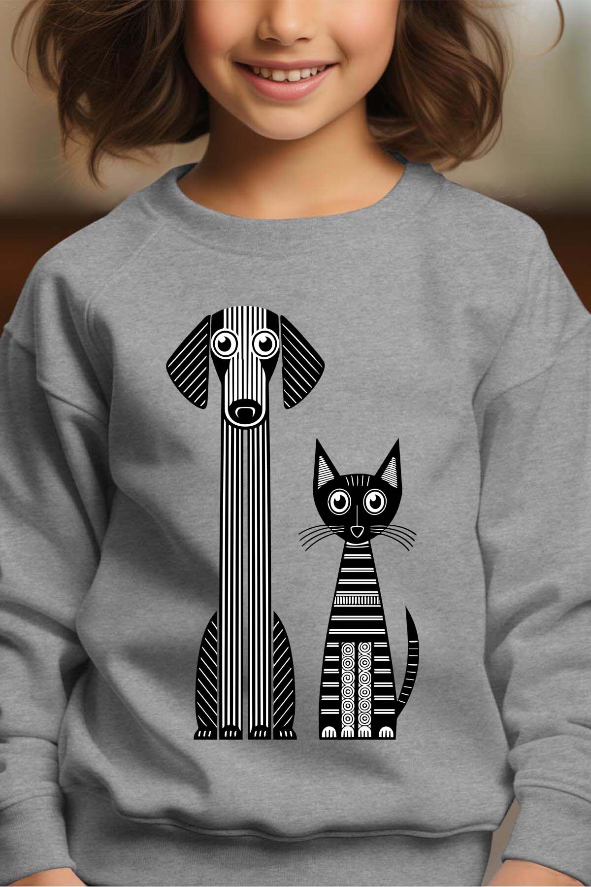 Grossista I.A.L.D FRANCE - Black & Meow - Felpa girocollo per ragazza