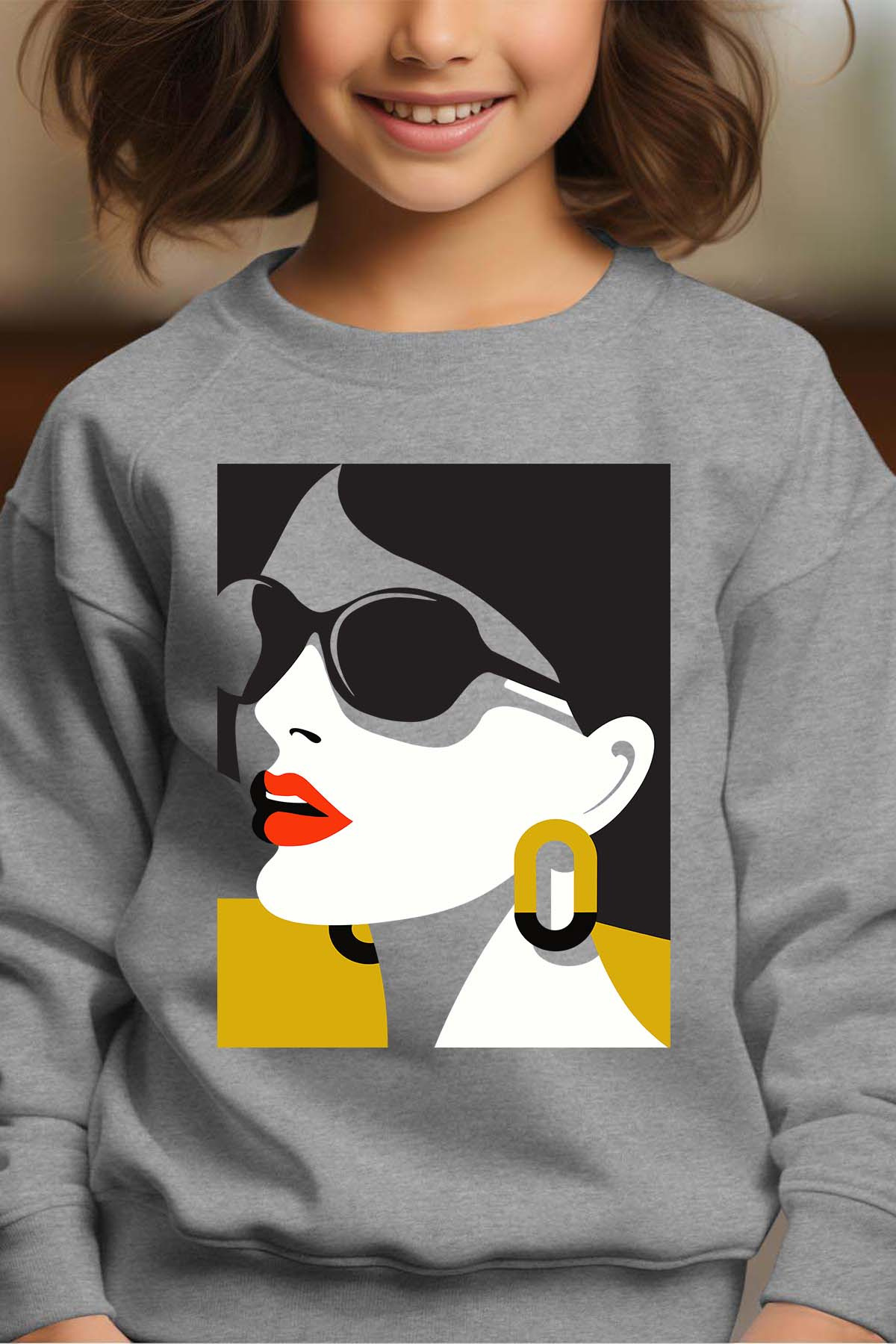 Wholesaler I.A.L.D FRANCE - Blue face V25 - Crewneck sweatshirt Girl