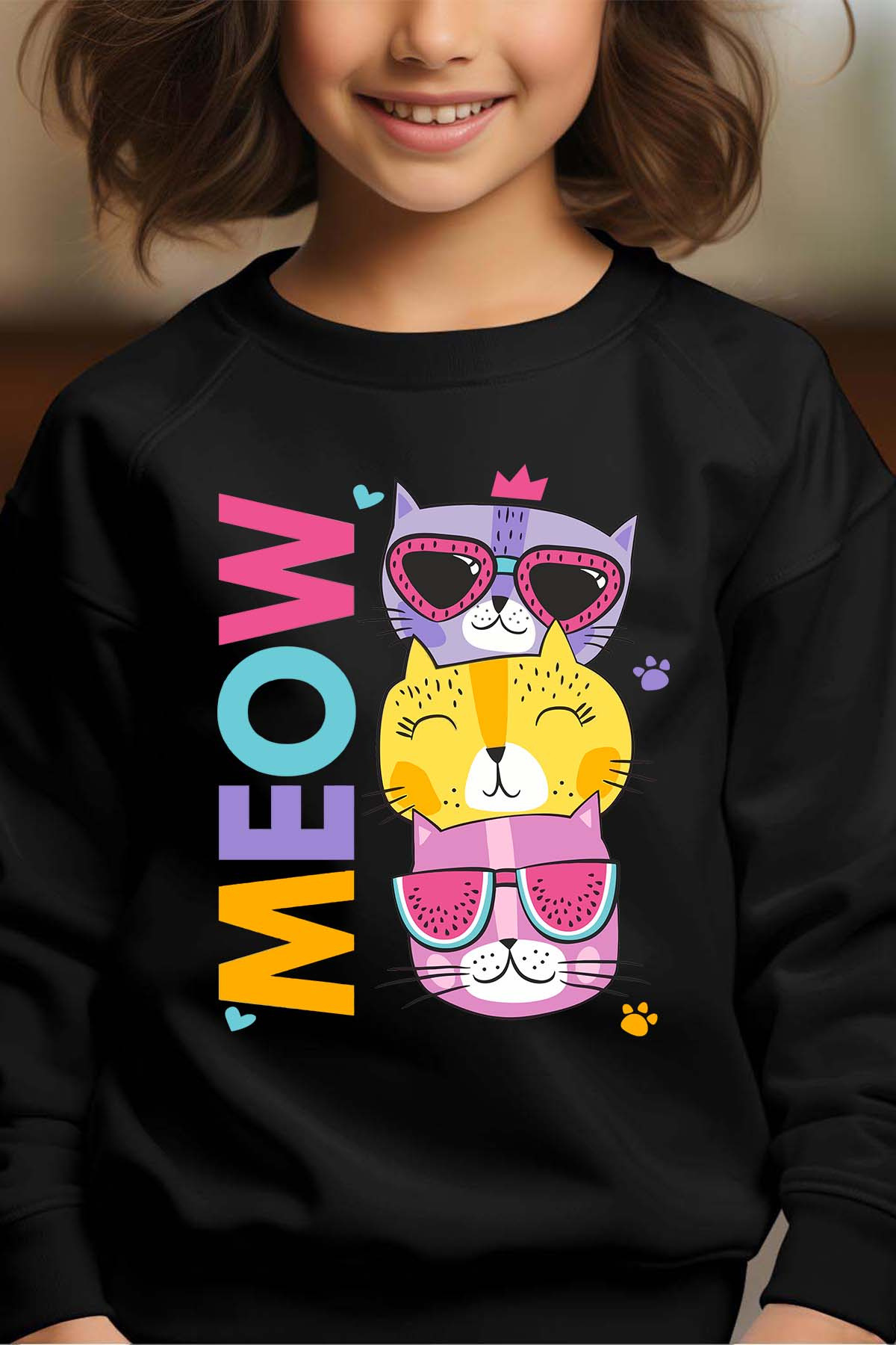Mayorista I.A.L.D FRANCE - Funny Cat - Sudadera de cuello redondo para niña
