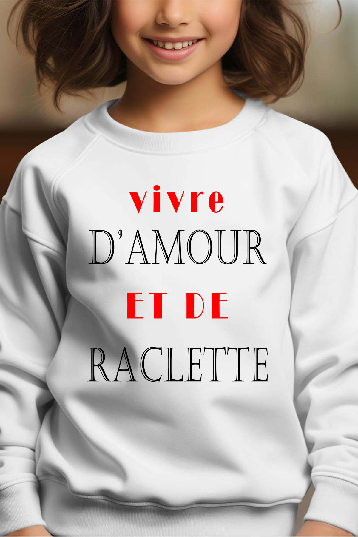 Großhändler I.A.L.D FRANCE - Raclette Liebe - Rundes Mädchen Girl Sweatshirt