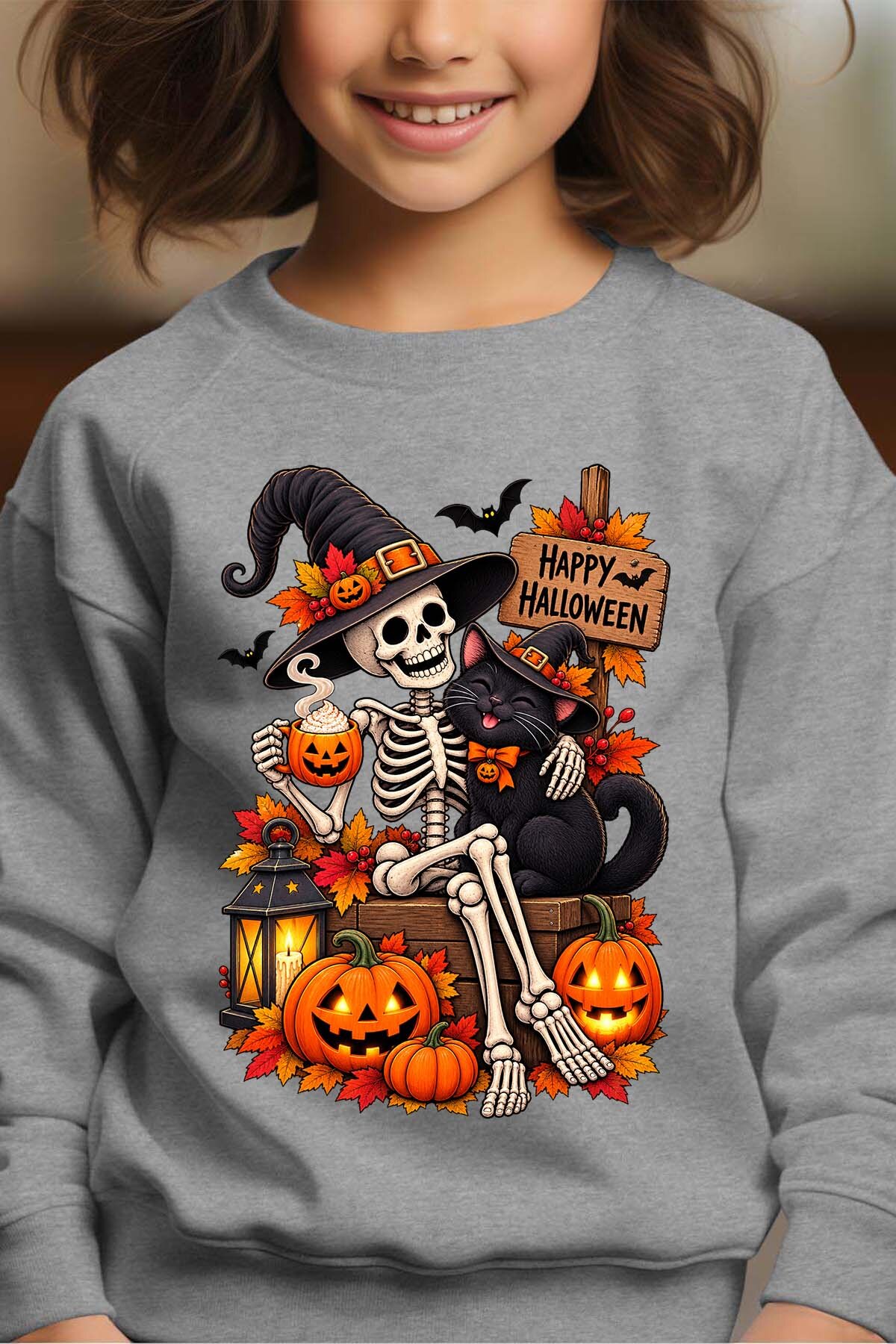 Grossiste I.A.L.D FRANCE - Happy halloween - Sweat Col Rond Fille