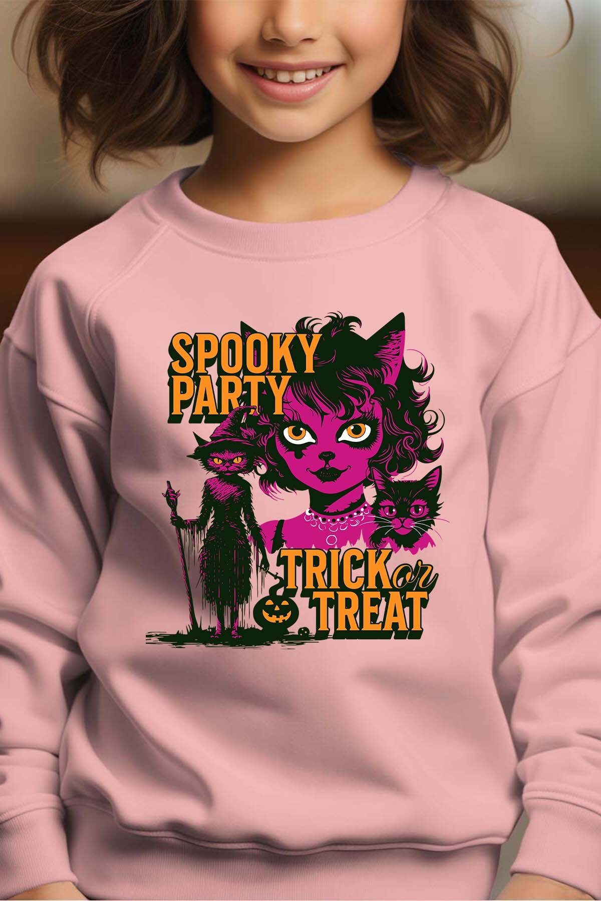Grossiste I.A.L.D FRANCE - Spooky Party Trick or Threat - Sweat Col Rond Fille