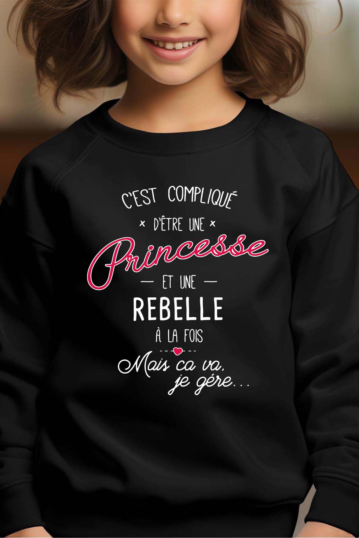 Grossiste I.A.L.D FRANCE - Compliqué princesse & rebelle - Sweat Col Rond Fille