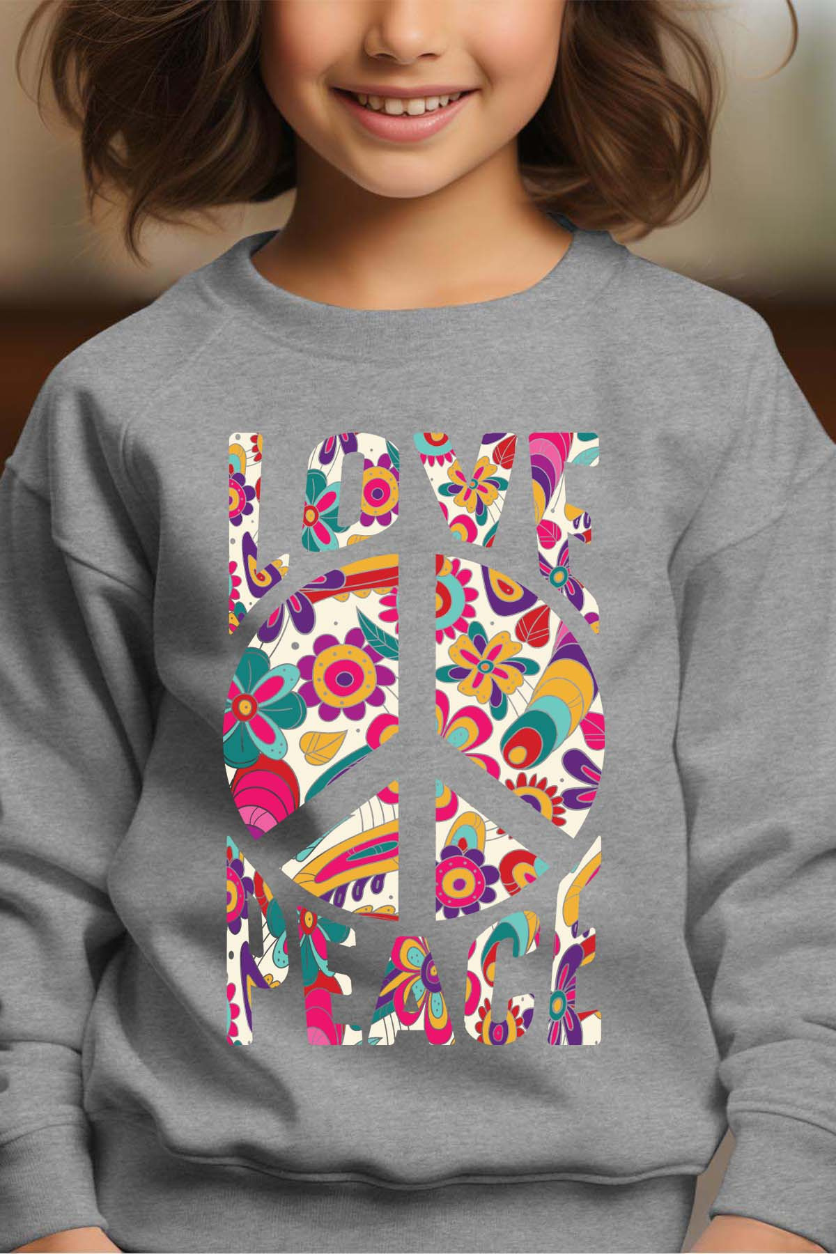 Grossiste I.A.L.D FRANCE - Flower Power - Sweat Col Rond Fille