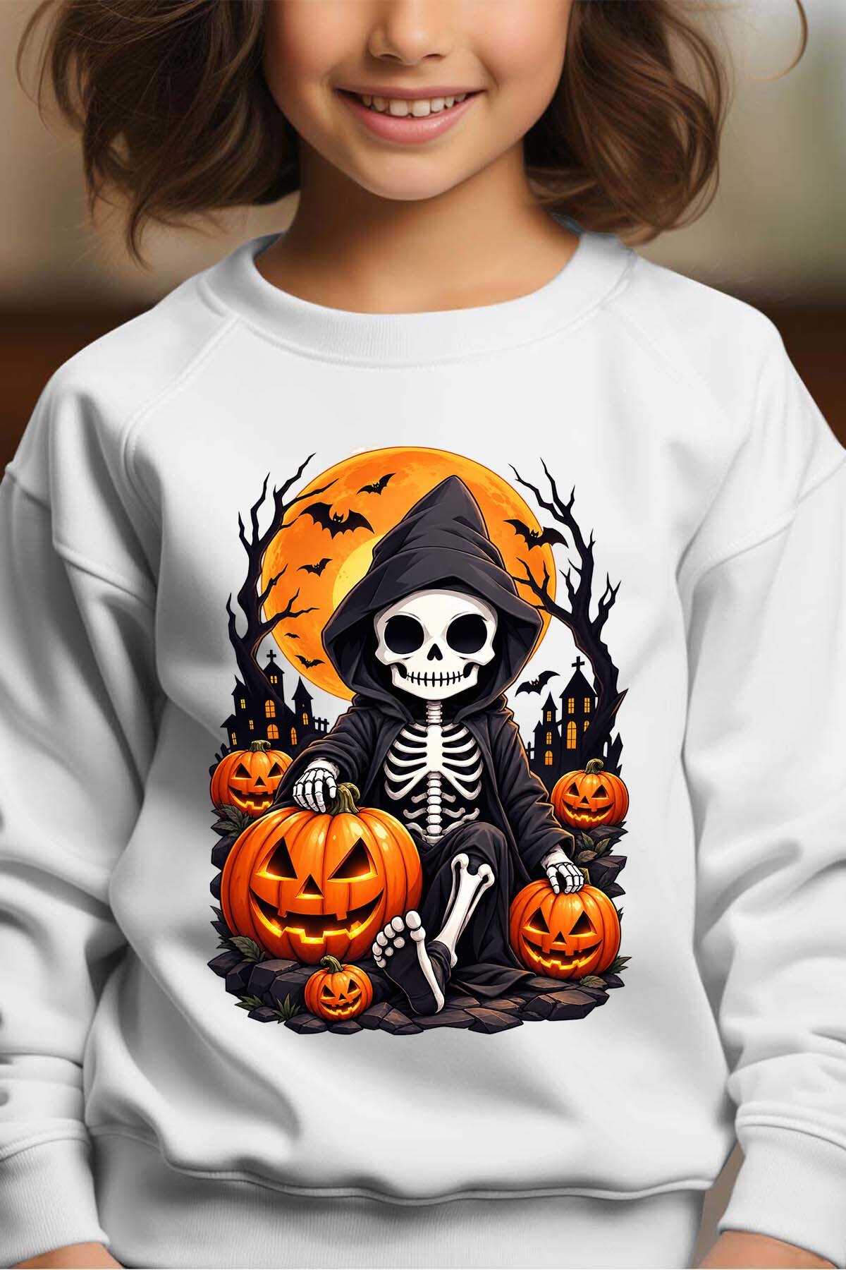 Grossiste I.A.L.D FRANCE - Skull grave haloween - Sweat Col Rond Fille